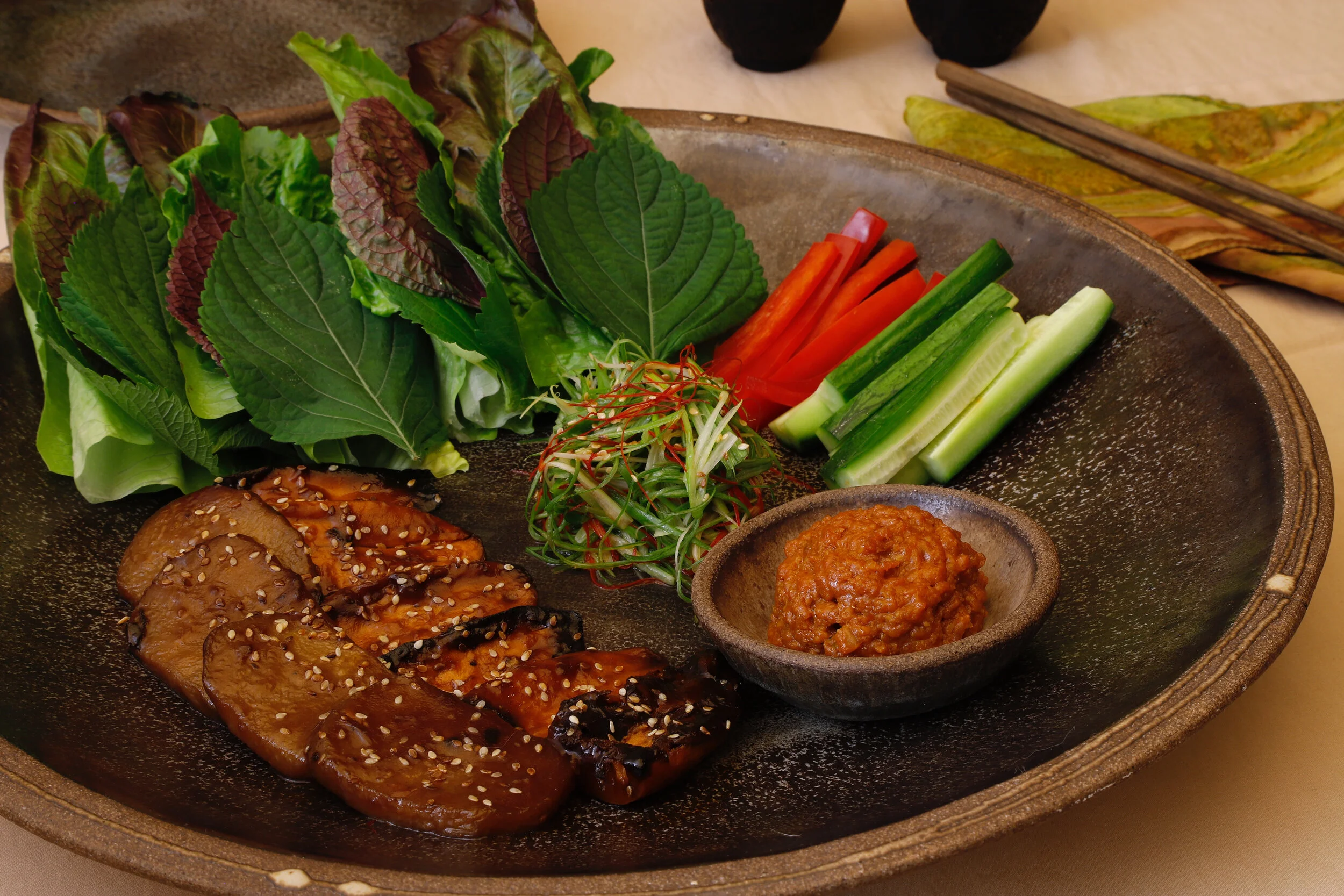 Sweet Potato and Kohlrabi Korean Barbecue