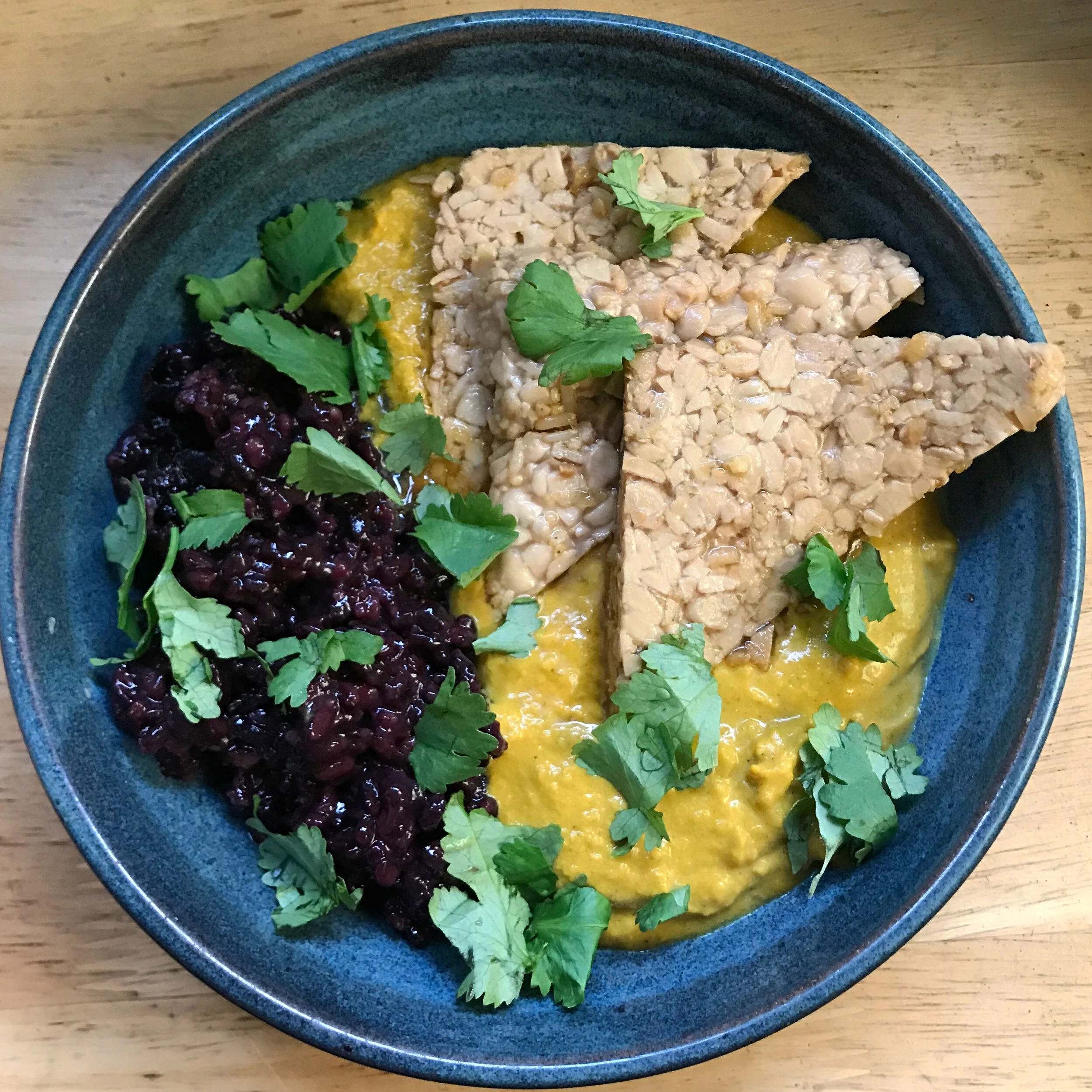 Sautéed Tempeh with Pumpkin Coconut Curry Sauce