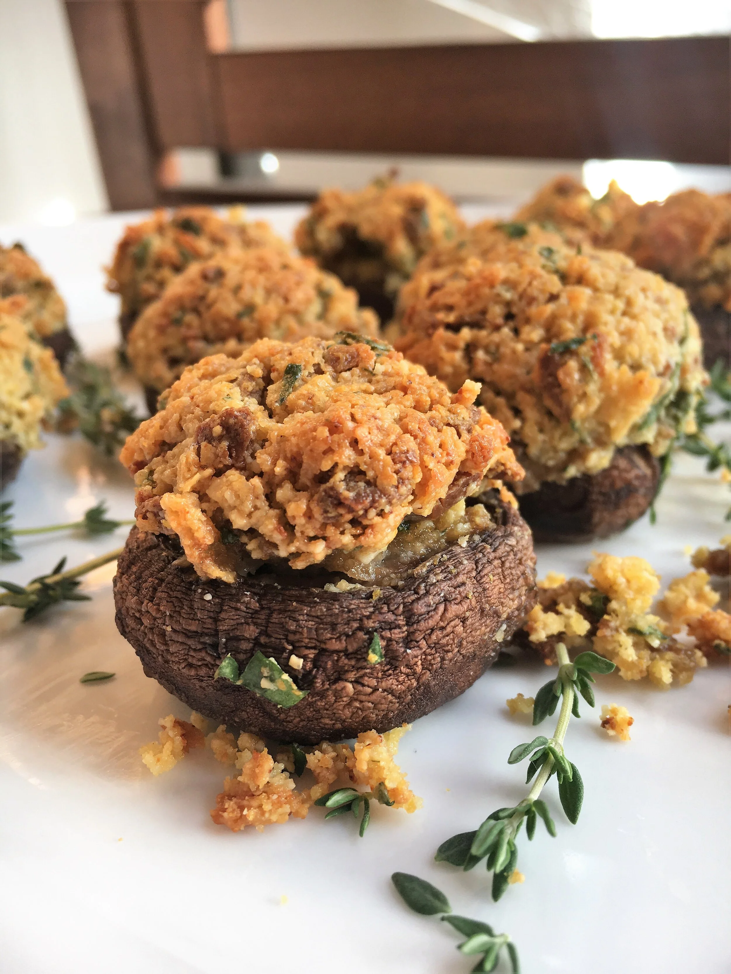 Vegan Bacon Stuffed Mushrooms