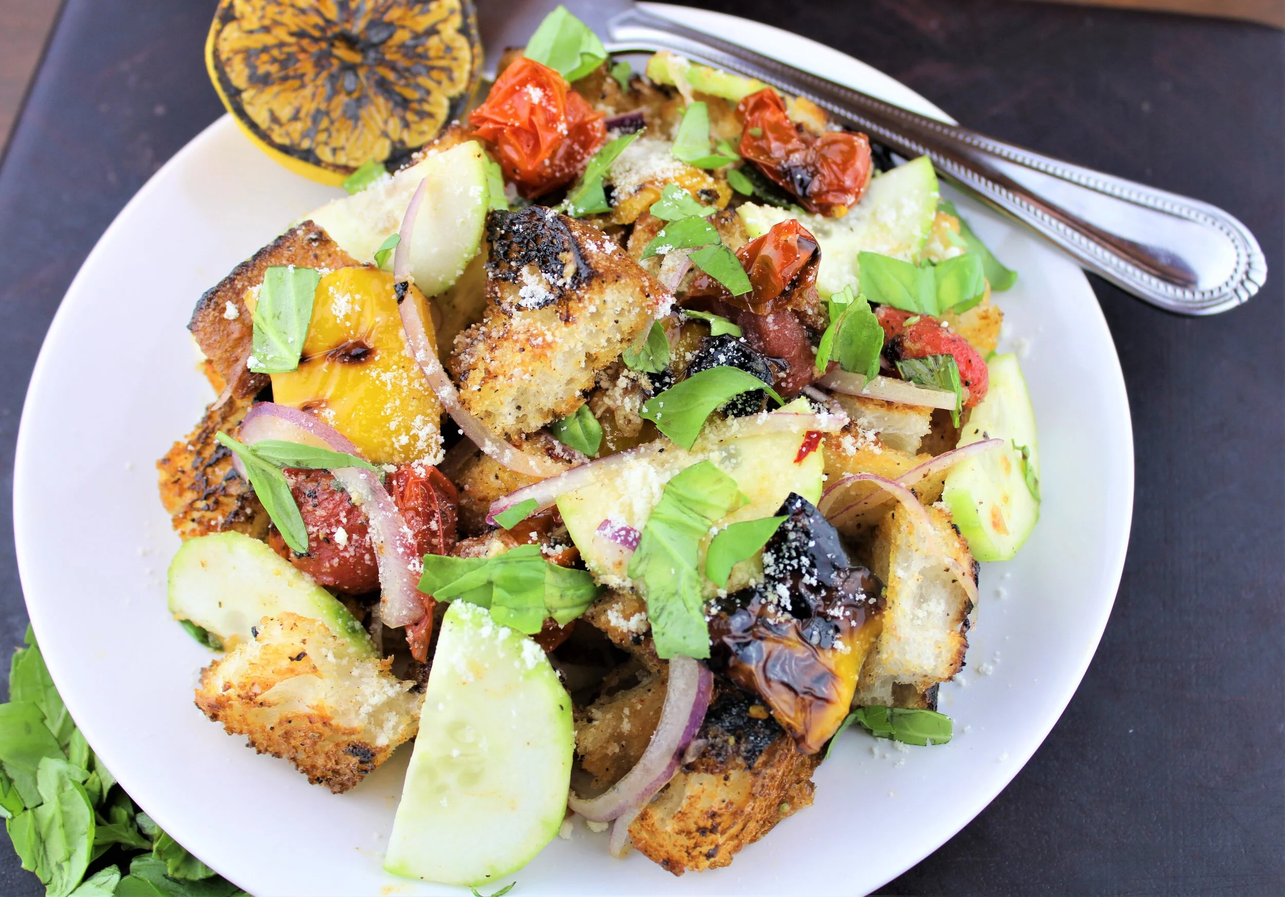  Grilled Panzanella with Roasted Garlic Vinaigrette 