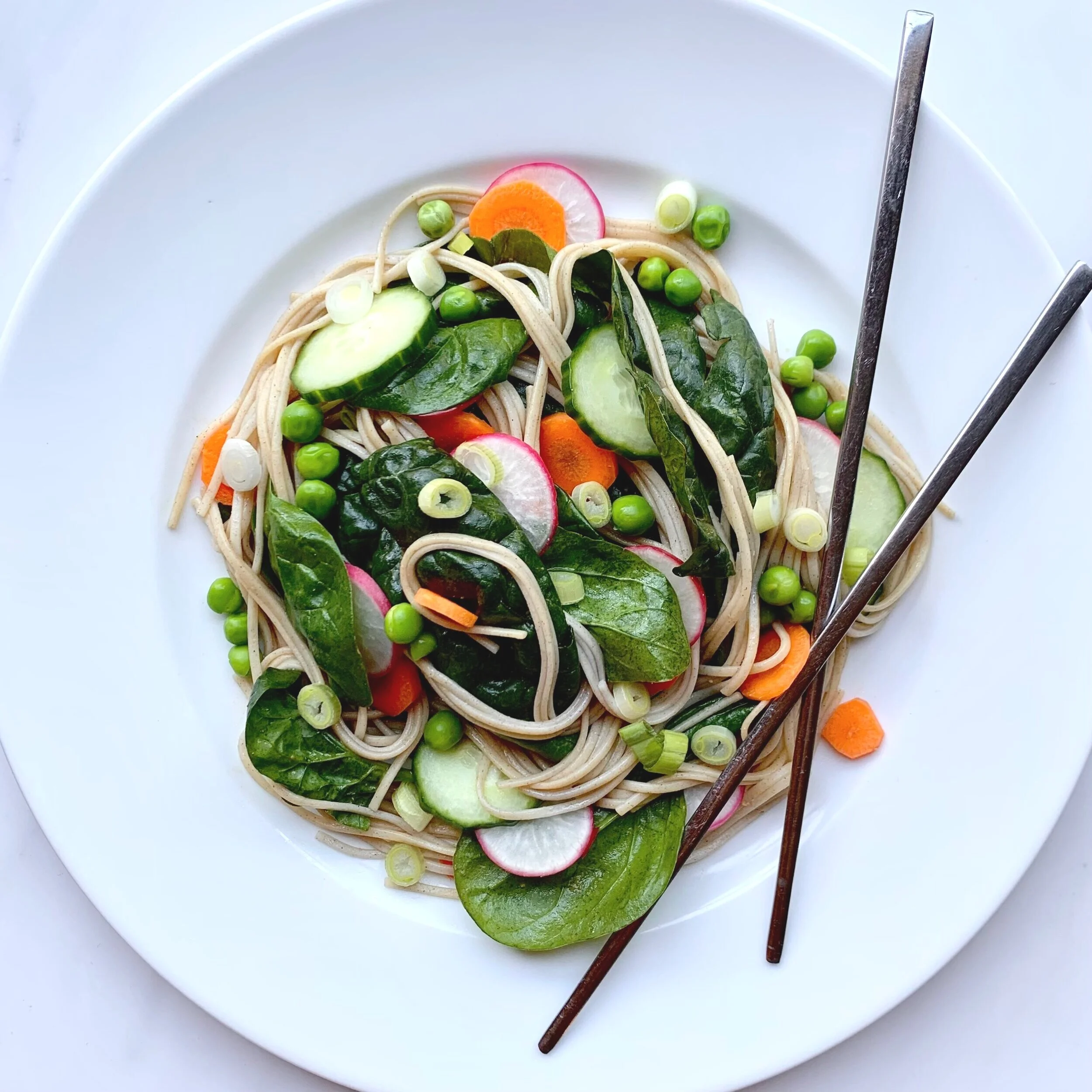 Soba Noodles with Sweet Peas, Spinach, and Lime Vinaigrette