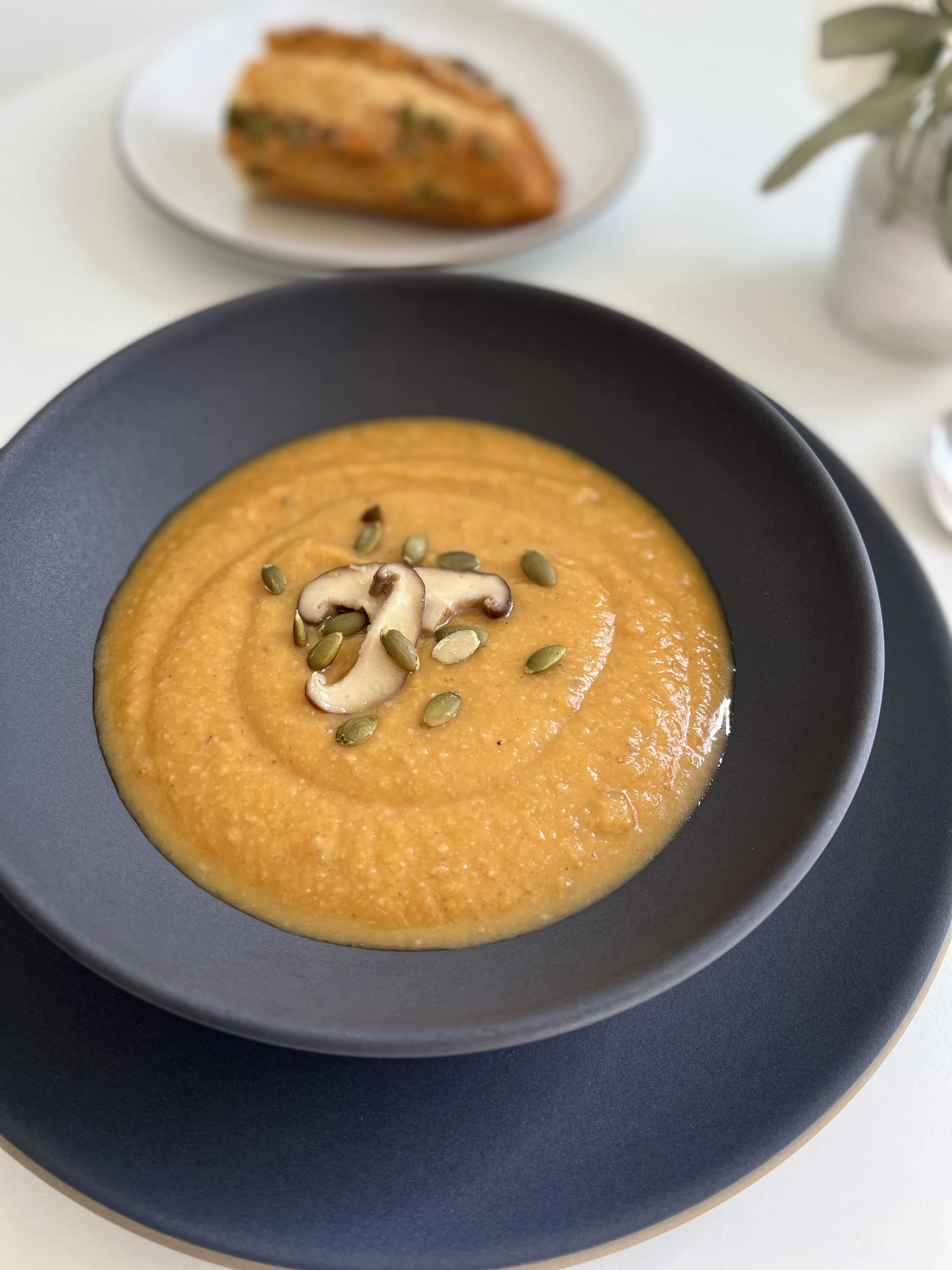 ShiItake mushroom and butternut squash soup
