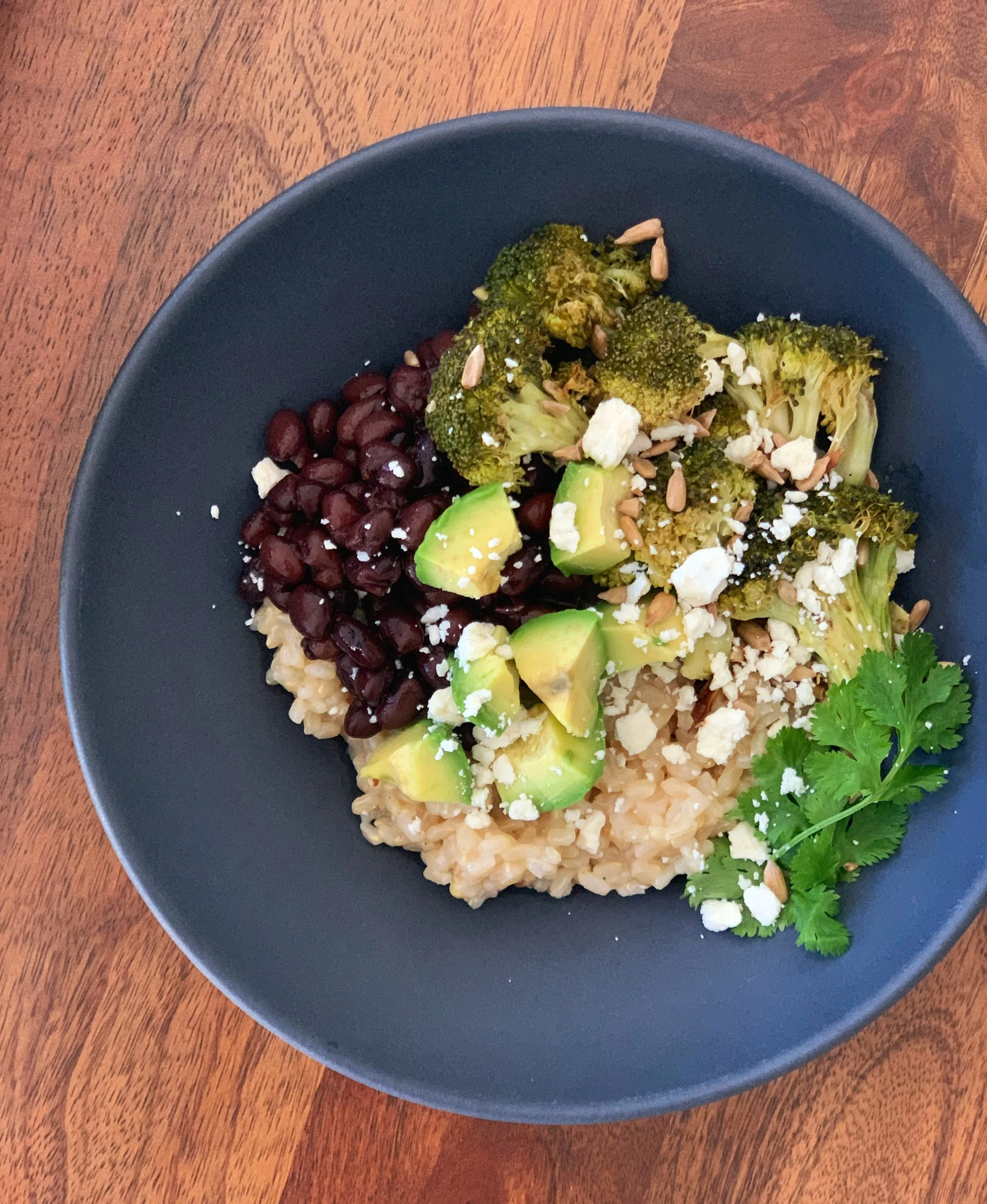 Roasted Broccoli &amp; Bean Burrito Bowl with Cilantro and Lime