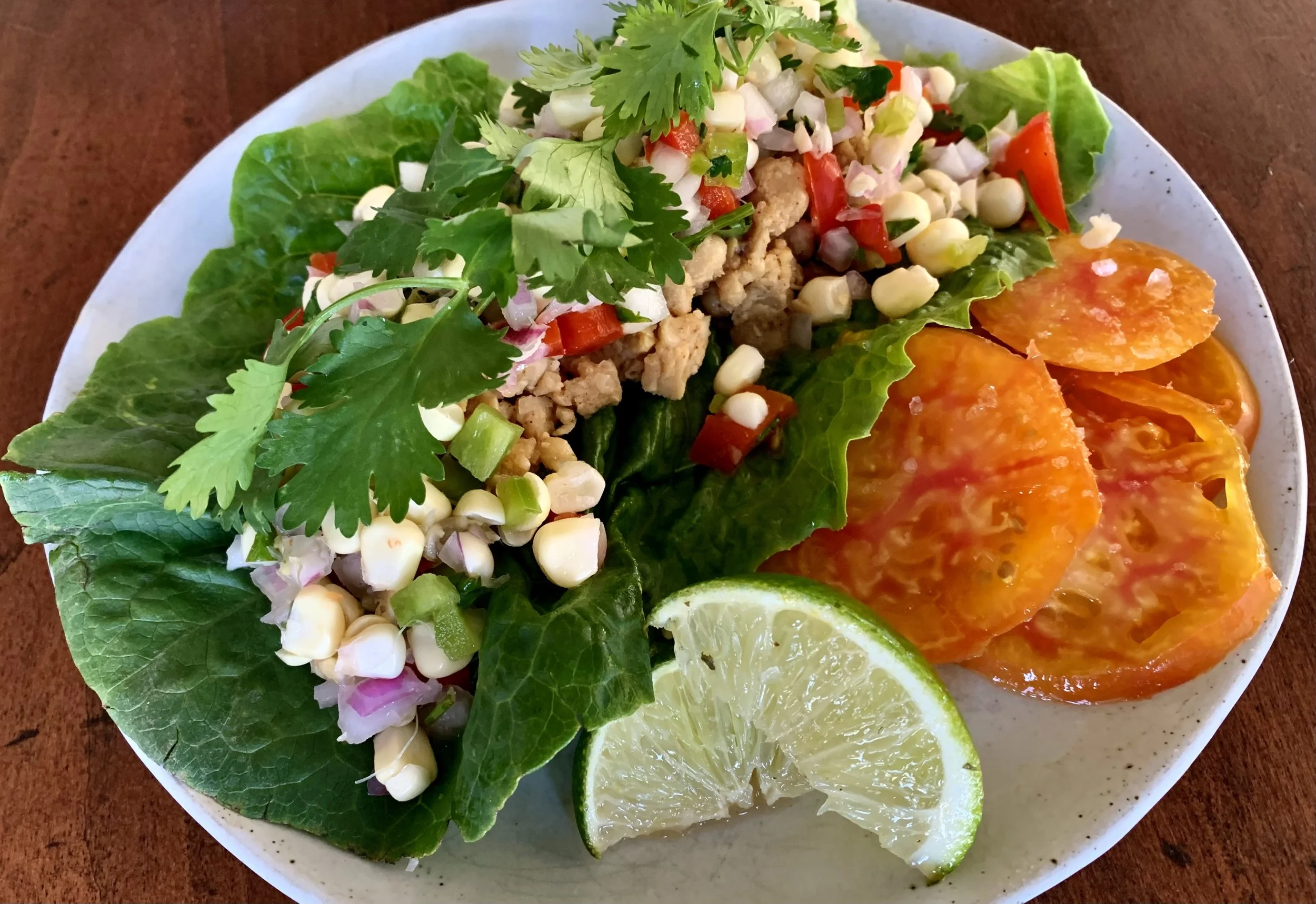 Chickpea Lettuce Wraps with Sweet and Spicy Corn Salsa