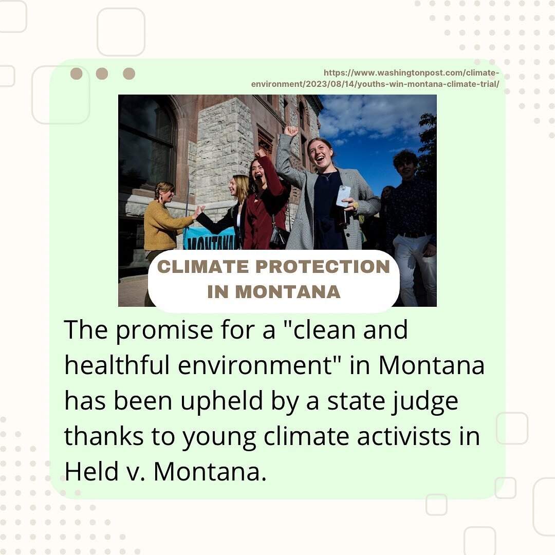 The younger generations made their voices heard in Held v. Montana by suing the state for violating the clause in their state constitution that says they have a right to a &quot;clean and healthful environment&quot;. This brings hope for more positiv