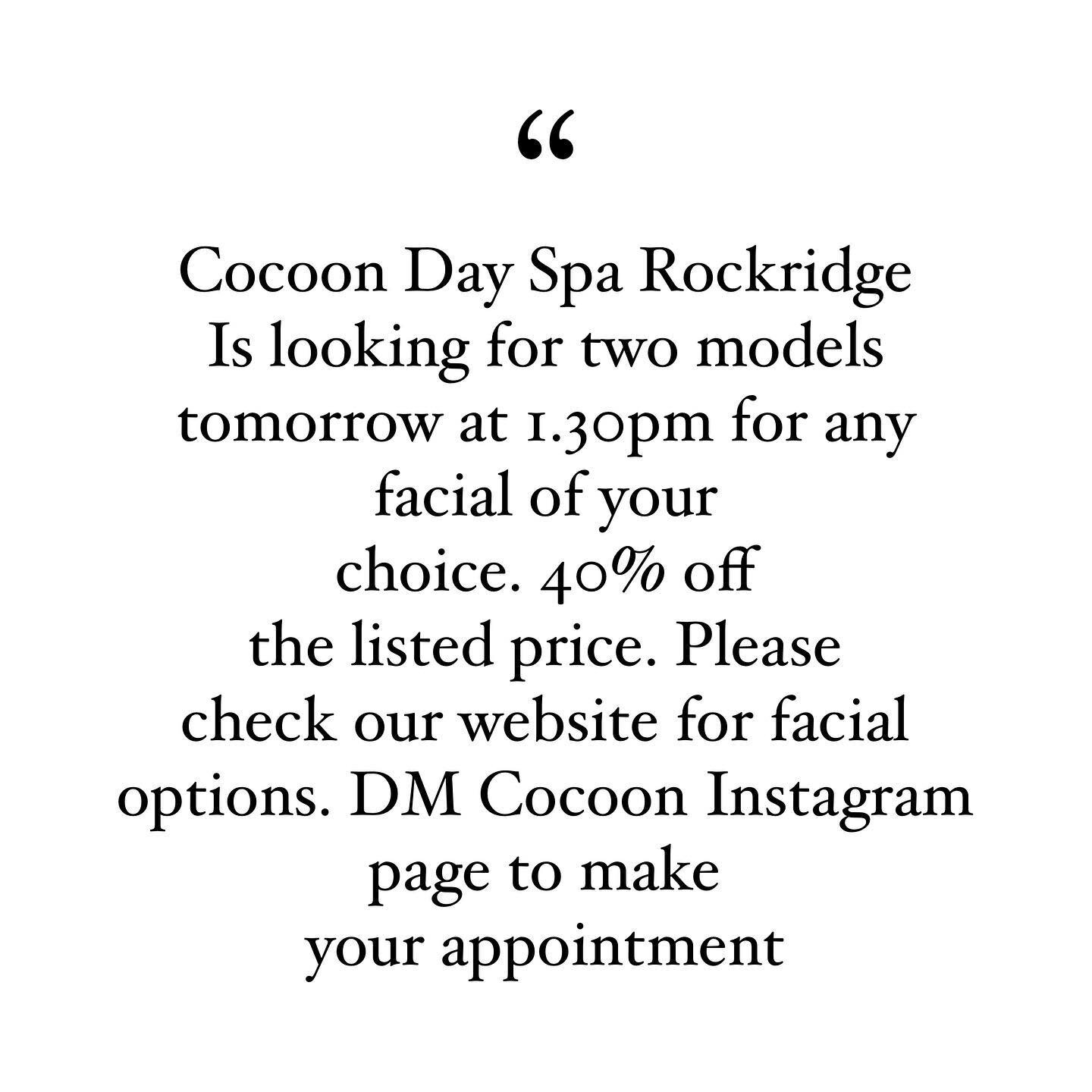 Contact Cocoon for all your beauty needs.