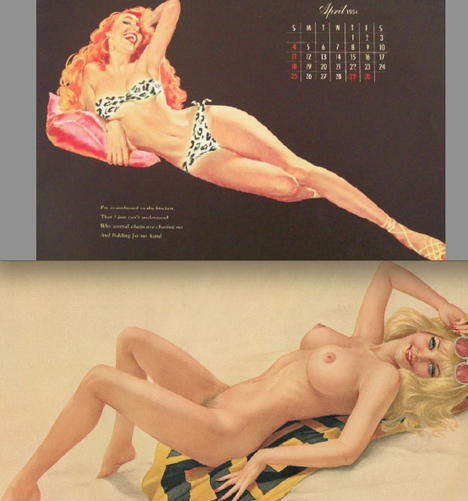 1954 Esquire calendar; 1971 Playboy pin-up art by Varga.