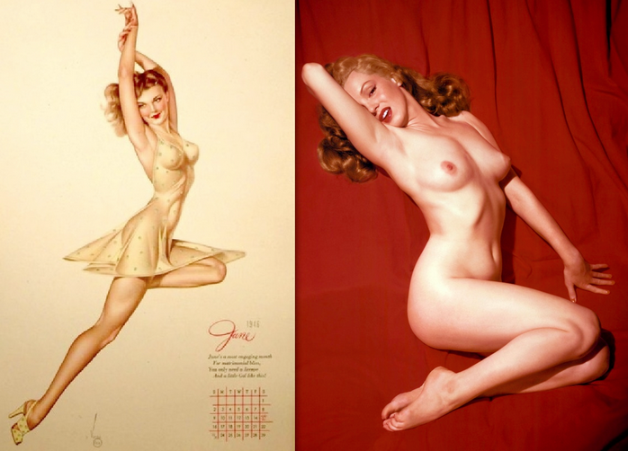 1946 Varga pin-up in Esquire calendar; 1953 Monroe centerfold