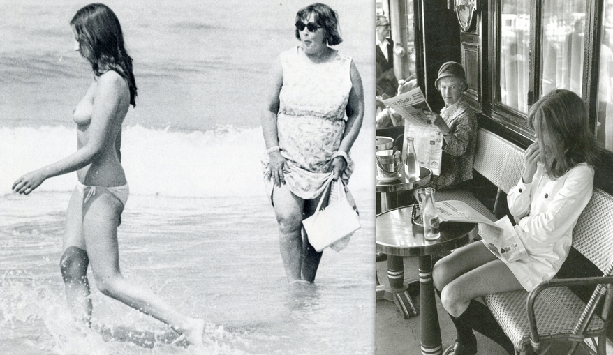Topless bathing, mini-skirt, and disapproving looks: late 1960s