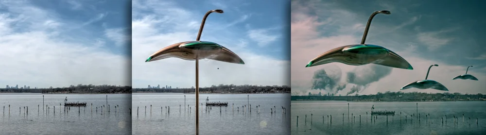 Here you can see the "BG" image then the model with its support, and then the final image.