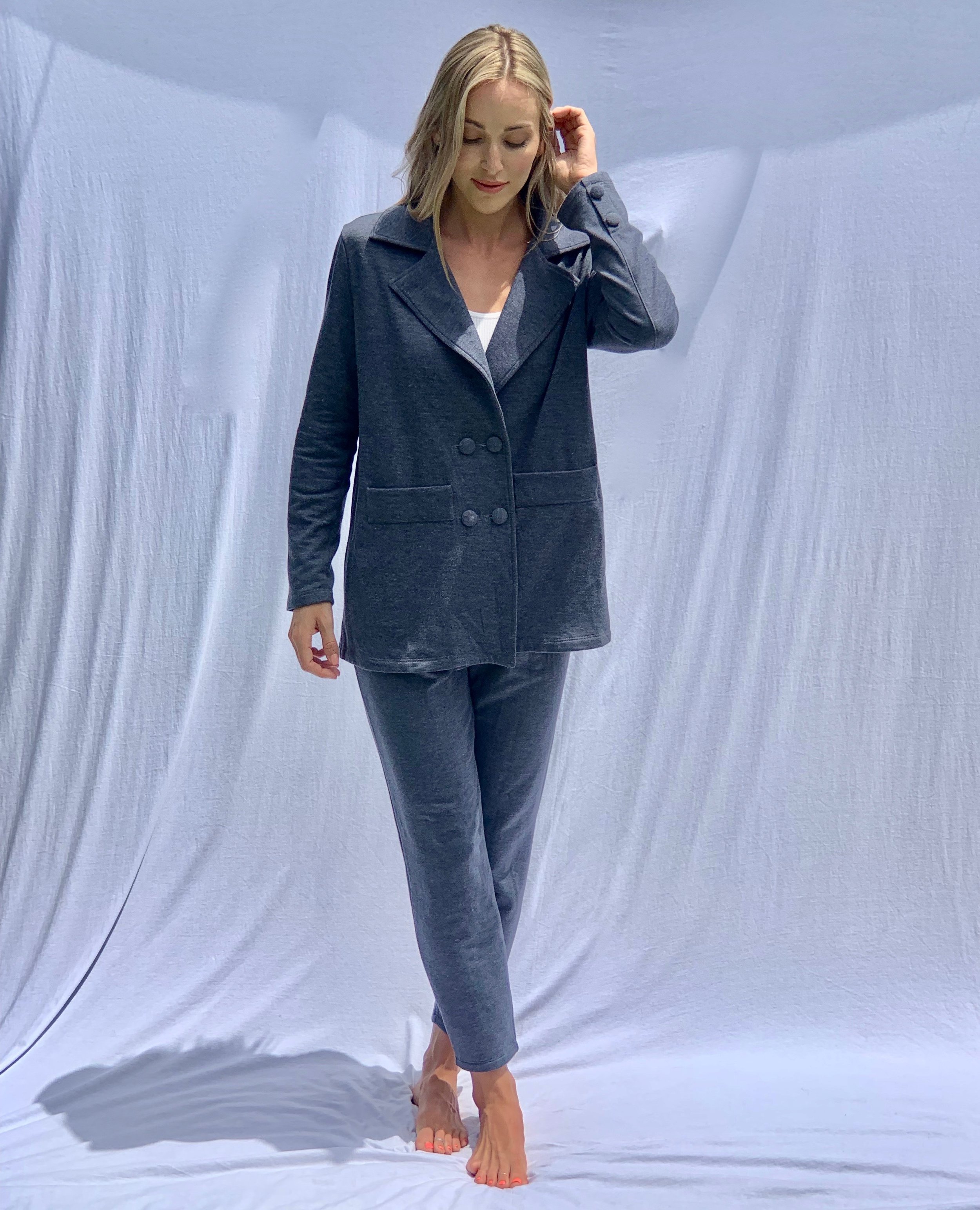 blazer with sweatshirt