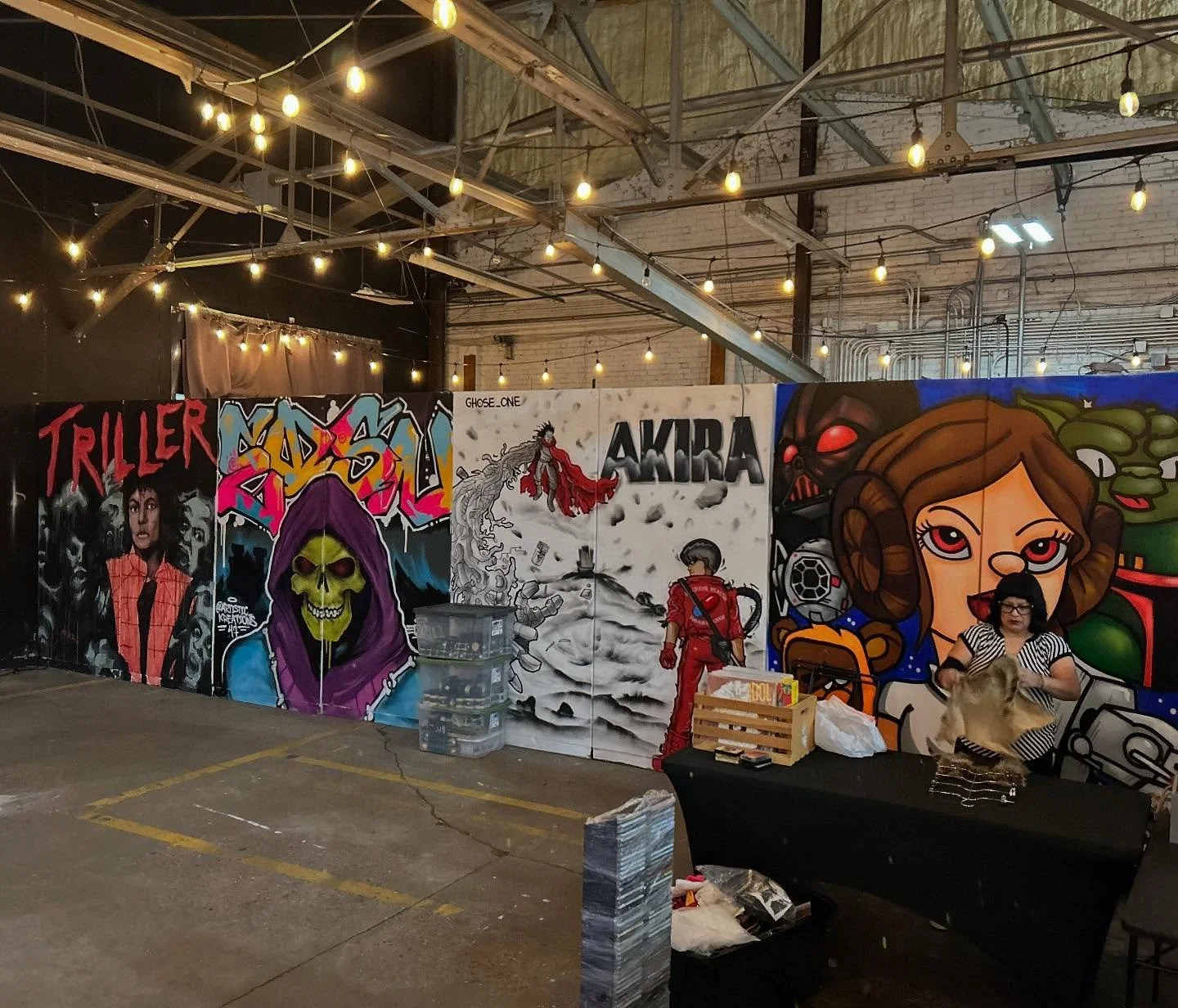 Getting all set up at Bad Astronaut Brewing for our NIGHT MARKET edition of Punk Rock Garage Sale!! Come check out the awesome art from last night&rsquo;s Spray City Walls event and shop local! Here til 10pm with over 50 vendors! Free, fun and always