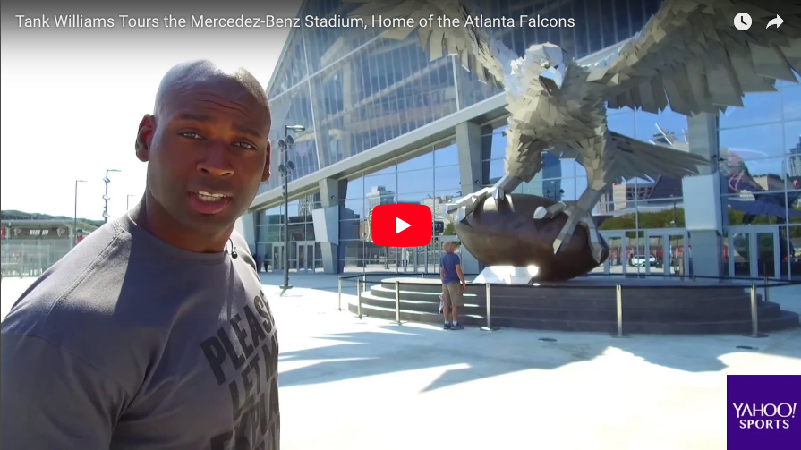 TANK WILLIAMS TOURS THE MERCEDEZ-BENZ STADIUM, NEW HOME OF THE ATLANTA FALCONS. 