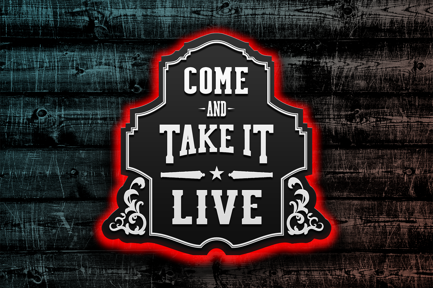 Well here take. Come and take it. It takes. Come and take it Flag. Live.come.