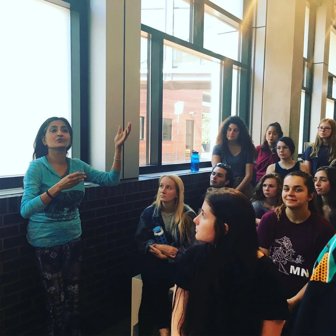 Here Ananya Chatterjea is asking a question about movement. Ananya Chatterjea of Ananya Dance Theater (Founder of Ananya and also Artistic Director, Choreographer and Dancer with the company as well as a professor at UMN Theater and Dance department.)