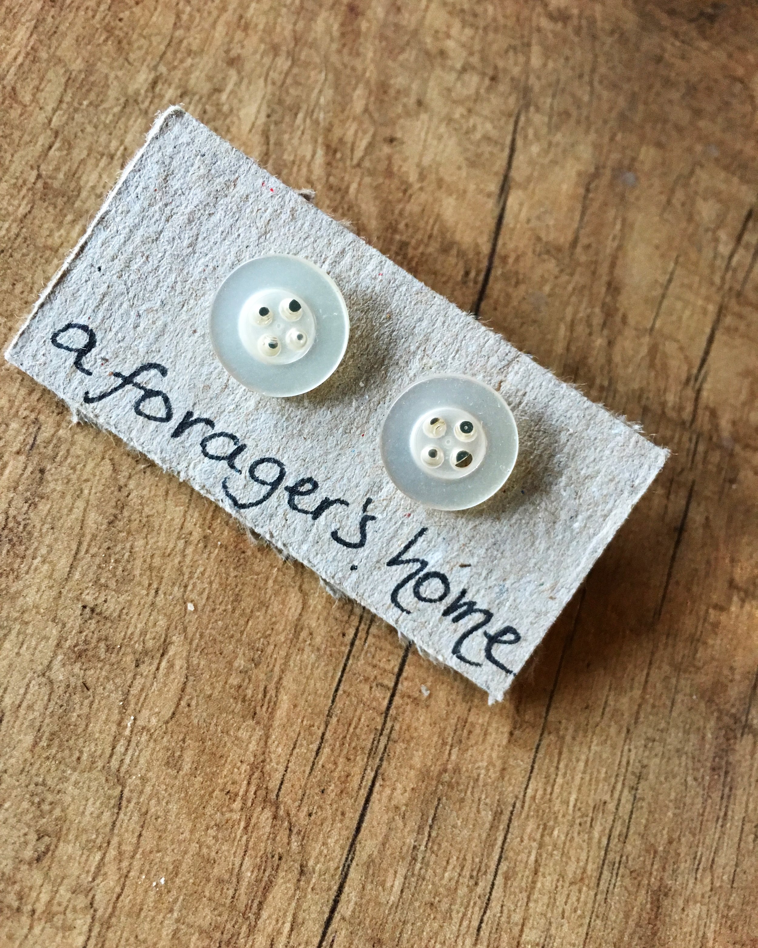 Pearly White Button Earrings.