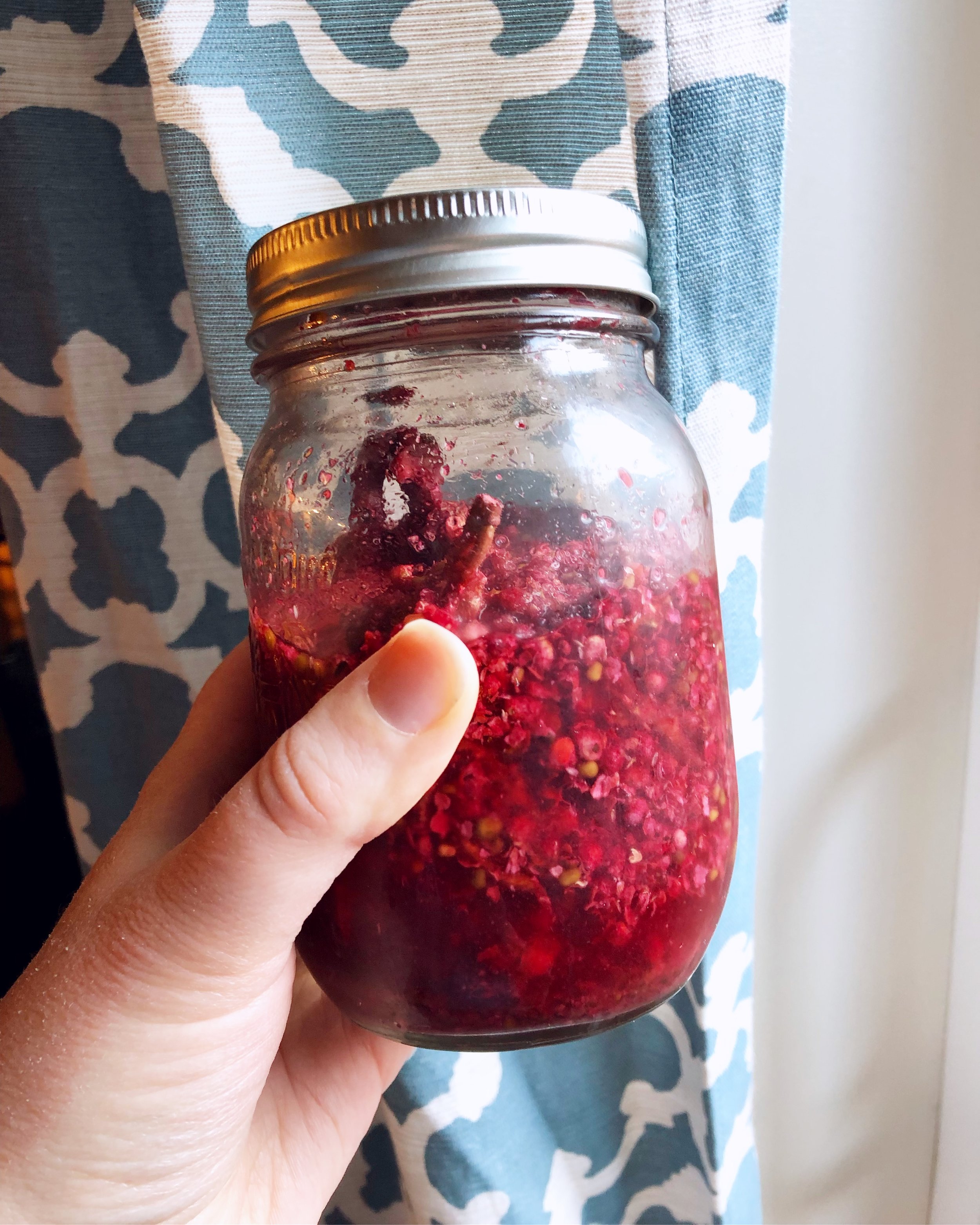 Sumac drupes infusing in water. Such a beautiful colour!