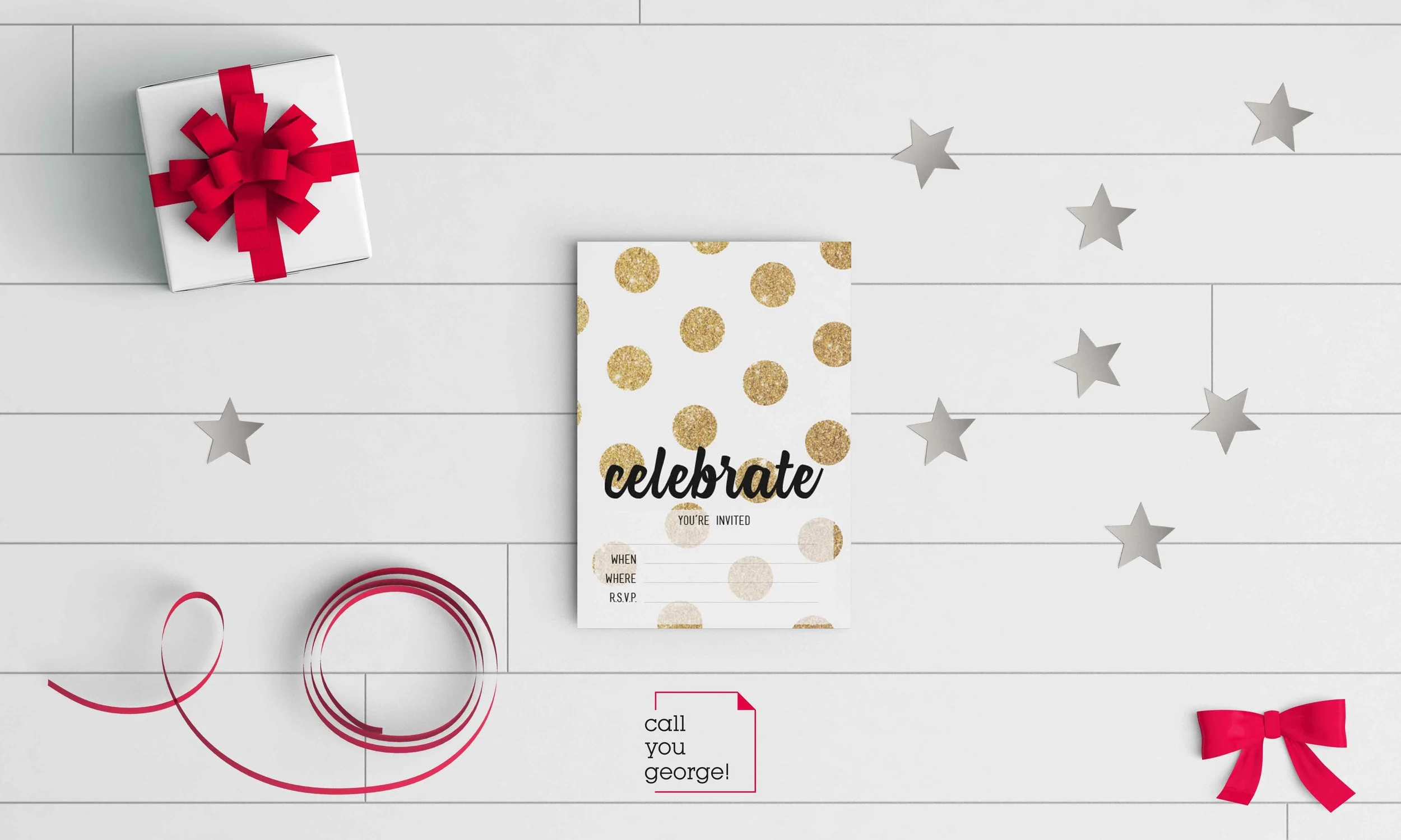 gold polka dot spot party invitation
