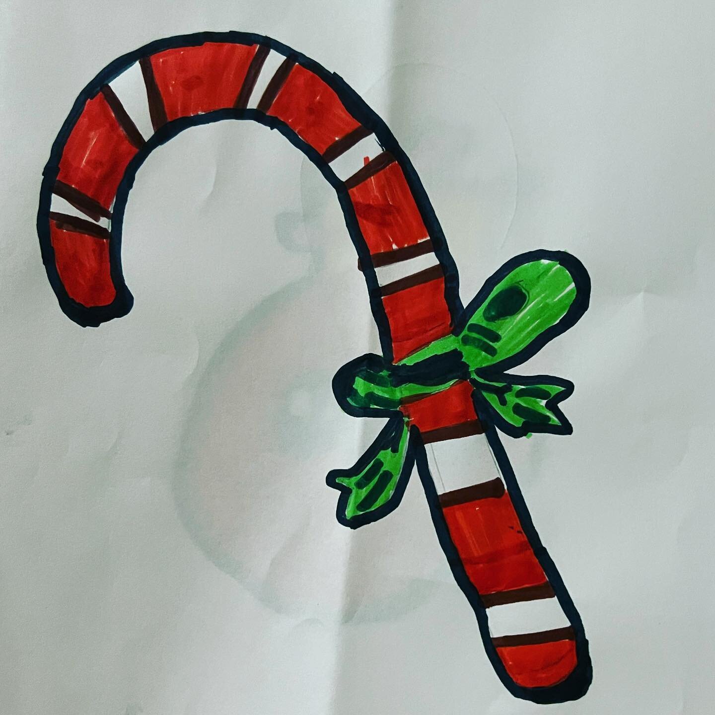 &hearts;️
Look at this lovely candy cane my girl drew!

She&rsquo;s been practicing Christmas drawings and is getting ready to make Christmas cards for all her school friends.

At the same time, I&rsquo;m madly drawing, cutting, sticking, clicking an