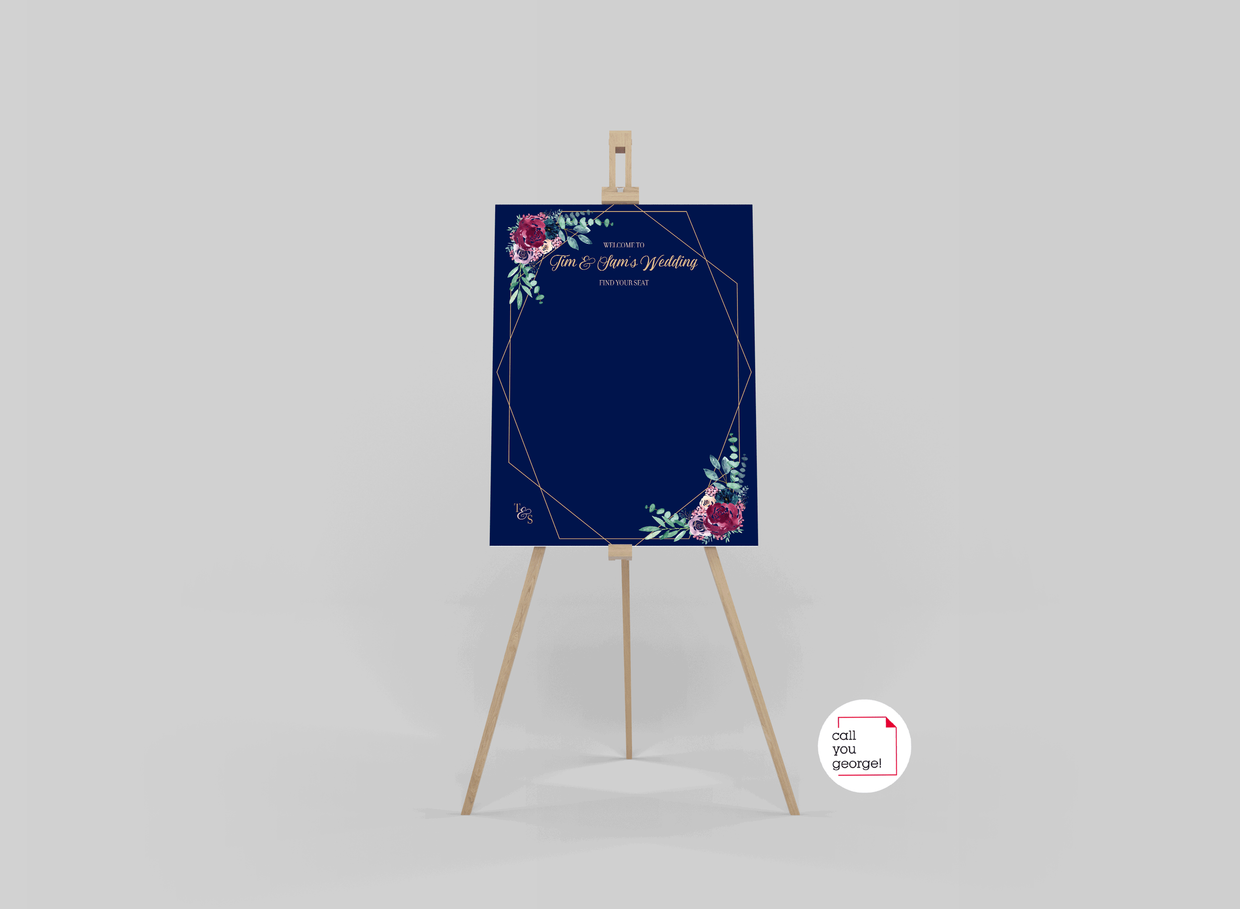Navy and Red Floral Welcome Sign