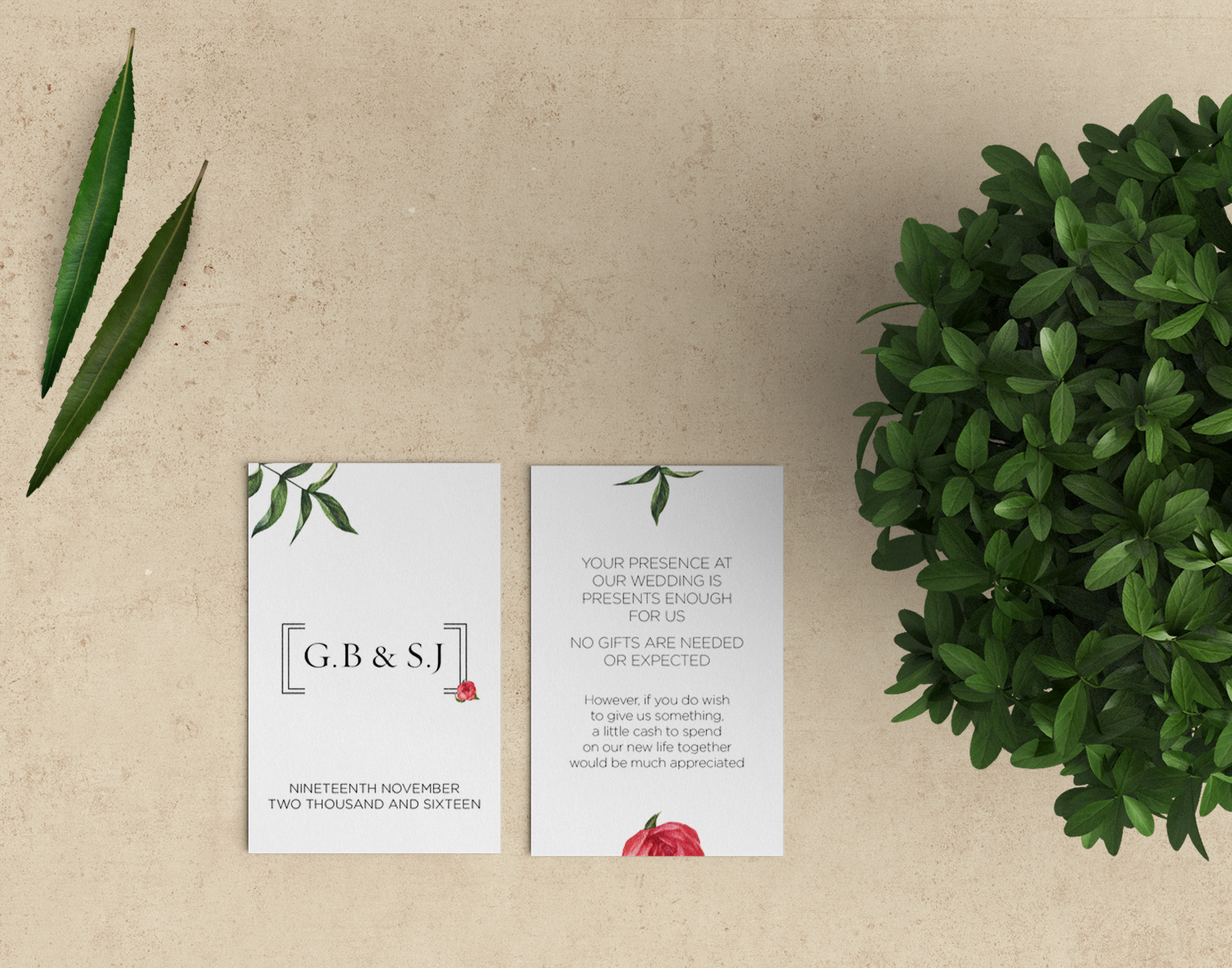 Botanic Wedding Info Card