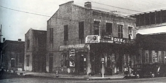 Location of Joe Victor's Saloon intersection of Villere and St. Louis Streets. Photo 1943 from Storyville New Orleans by Al Rose