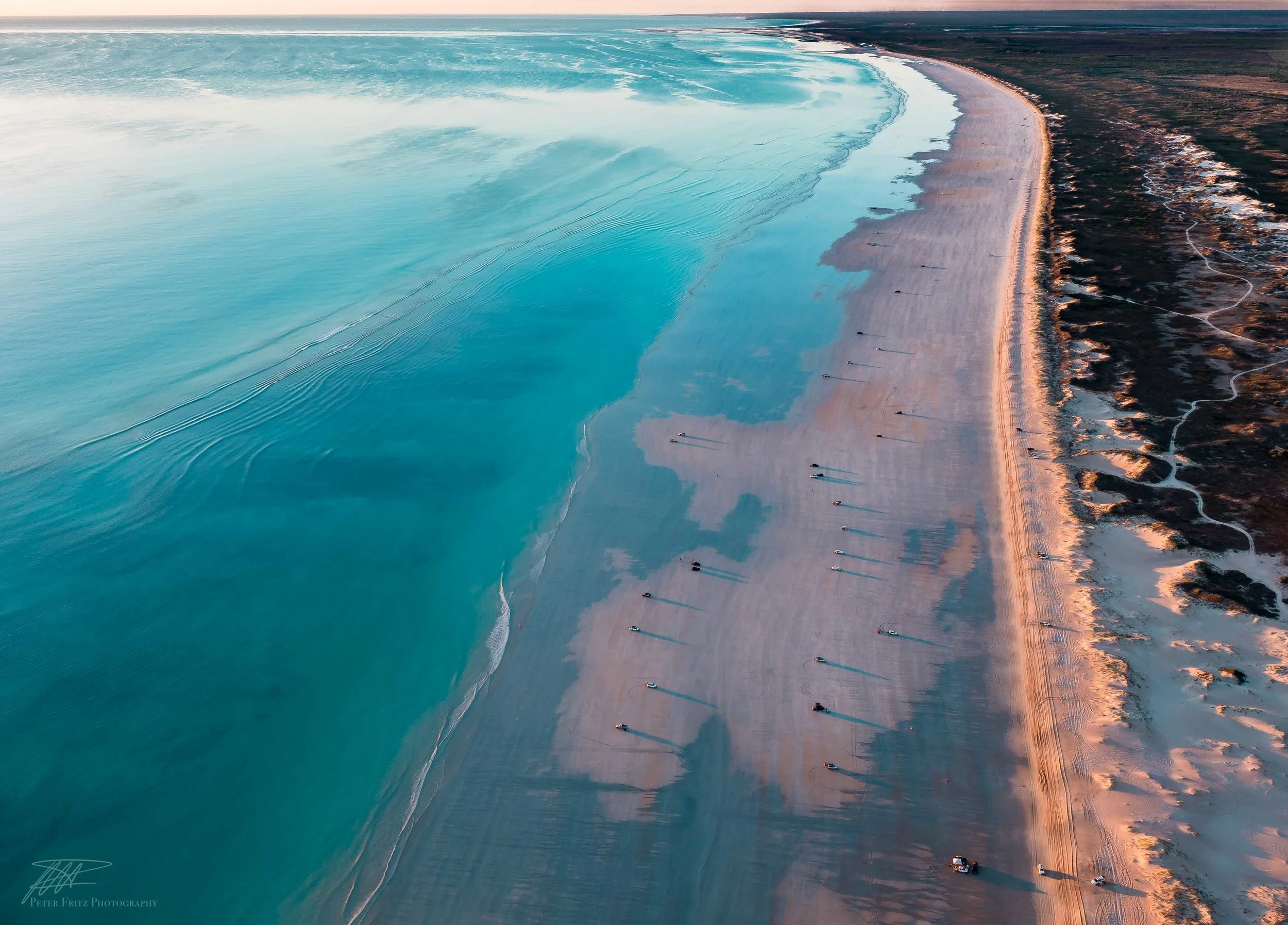 This stunning aerial shot was taken by Mr Fritz from a small Cesna plane. It beautifully highlights the vast beach, blue sea and the dunes that were lit up by the setting sun.