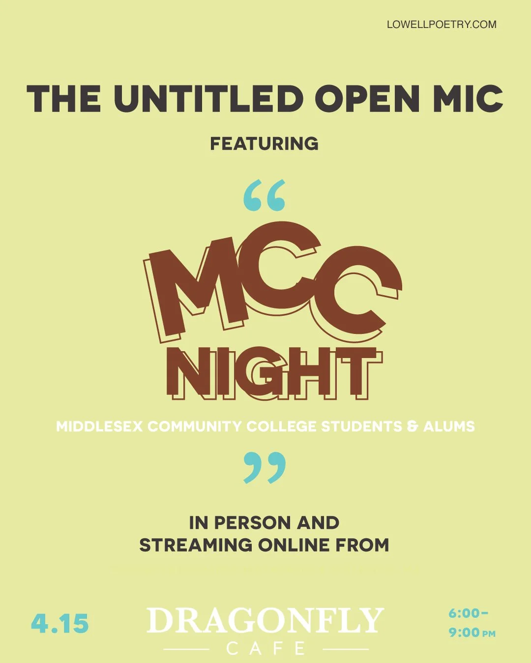 April 2026 Untitled Open Mic and MCC Student's Night