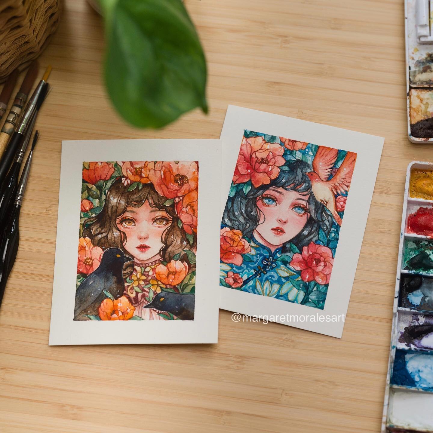 Auvi and Amira, my sister ACEOs will be available later today for bidding, 5pm EST at our @badappleartists Facebook page ❤️ Check my page for updates once our auction starts ❤️ Each piece starts at only $25 ❤️ See you there!
.
.
#aceo #watercolor #ma