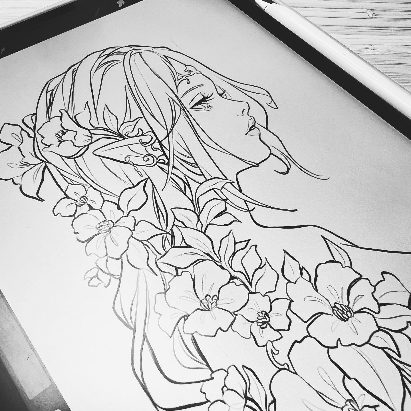 August lineart reward 💓 Who doesn&rsquo;t like elves? Avail this lineart at my Patreon until August 31st! ❤️
Patreon.com/margaretmoralesart
 #lineart #margaretmoralesart