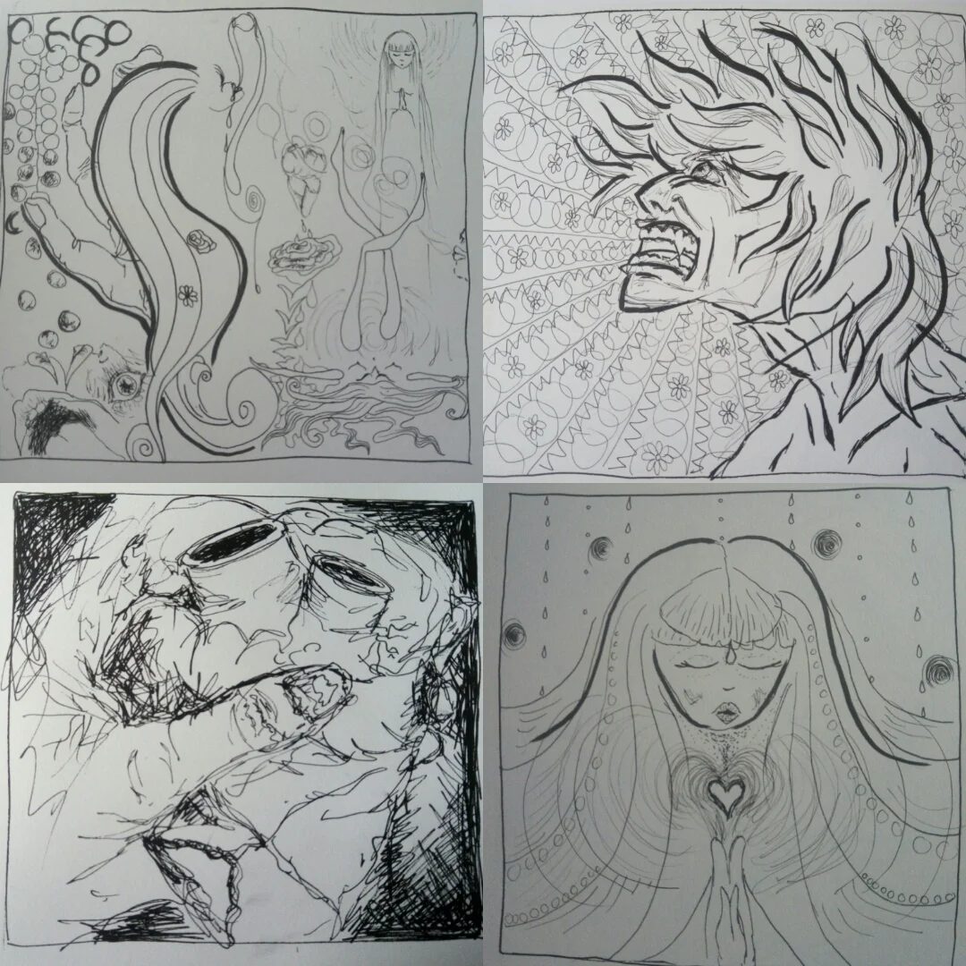 Top Left: Indulge, Top Right: Quarrelsome Bottom Left: Mine Bottom Right: Please