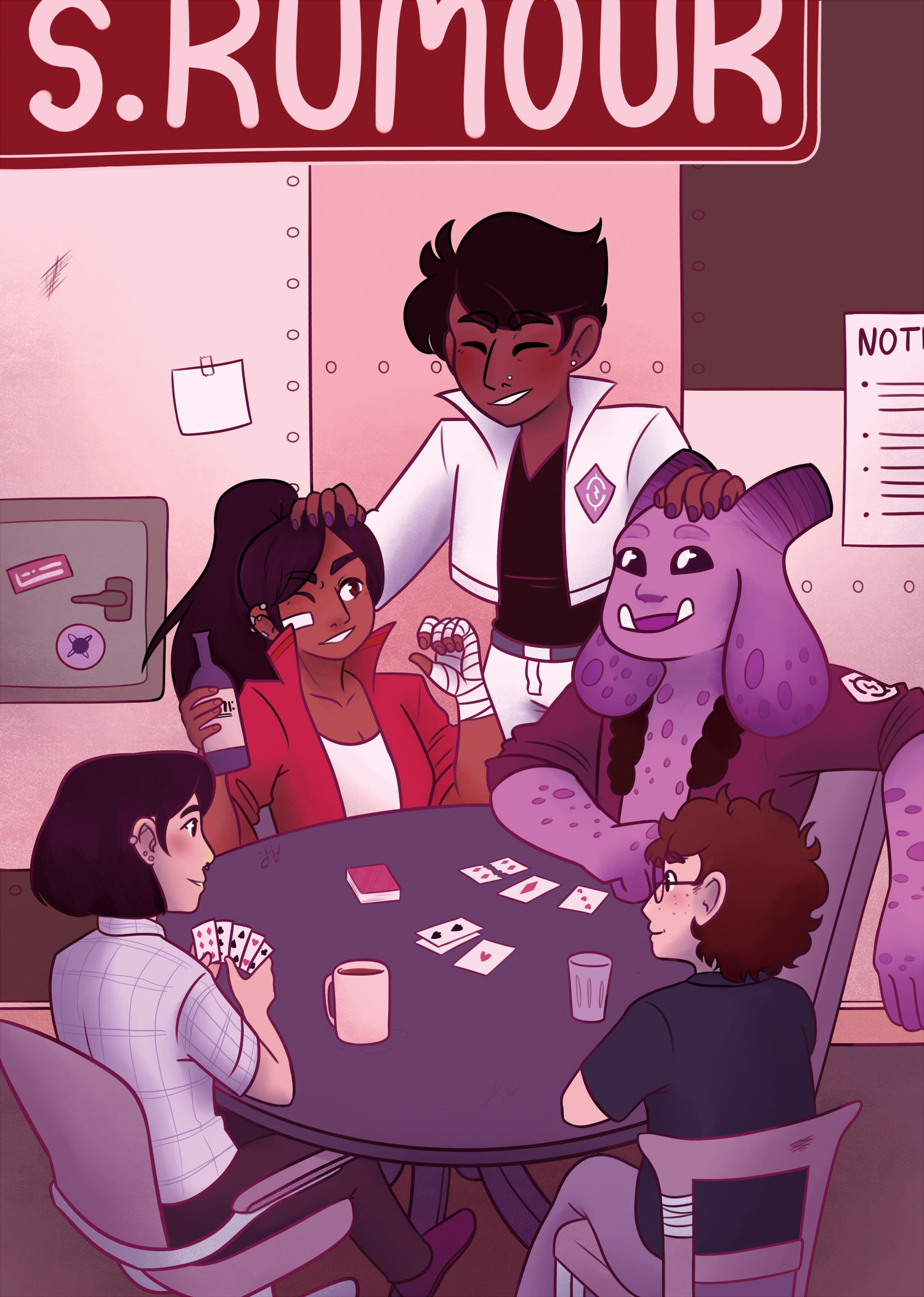  Piece for the charity fanbook “Queercasts”, of the cast of the podcast “The Strange Case of Starship Iris”. 