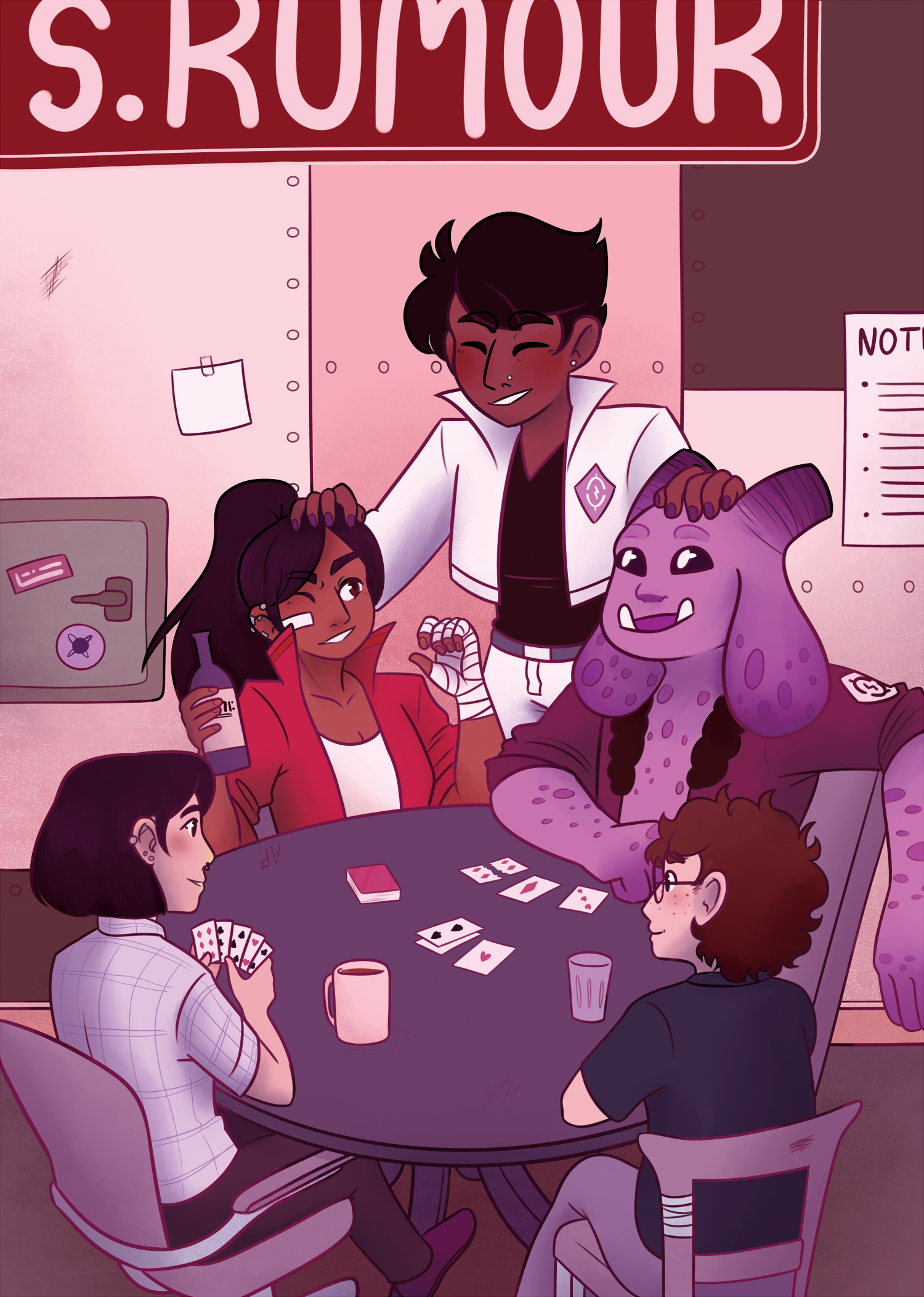 Piece for the charity fanbook “Queercasts”, of the cast of the podcast “The Strange Case of Starship Iris”.