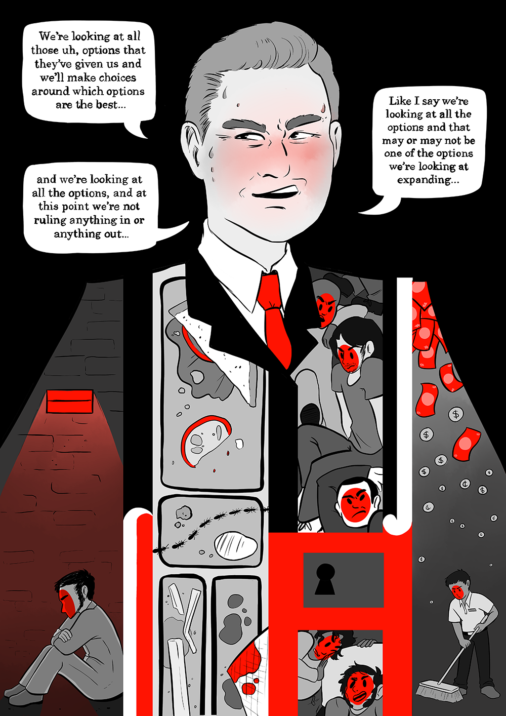 Editorial Illustration of Kelvin Davis, early 2018