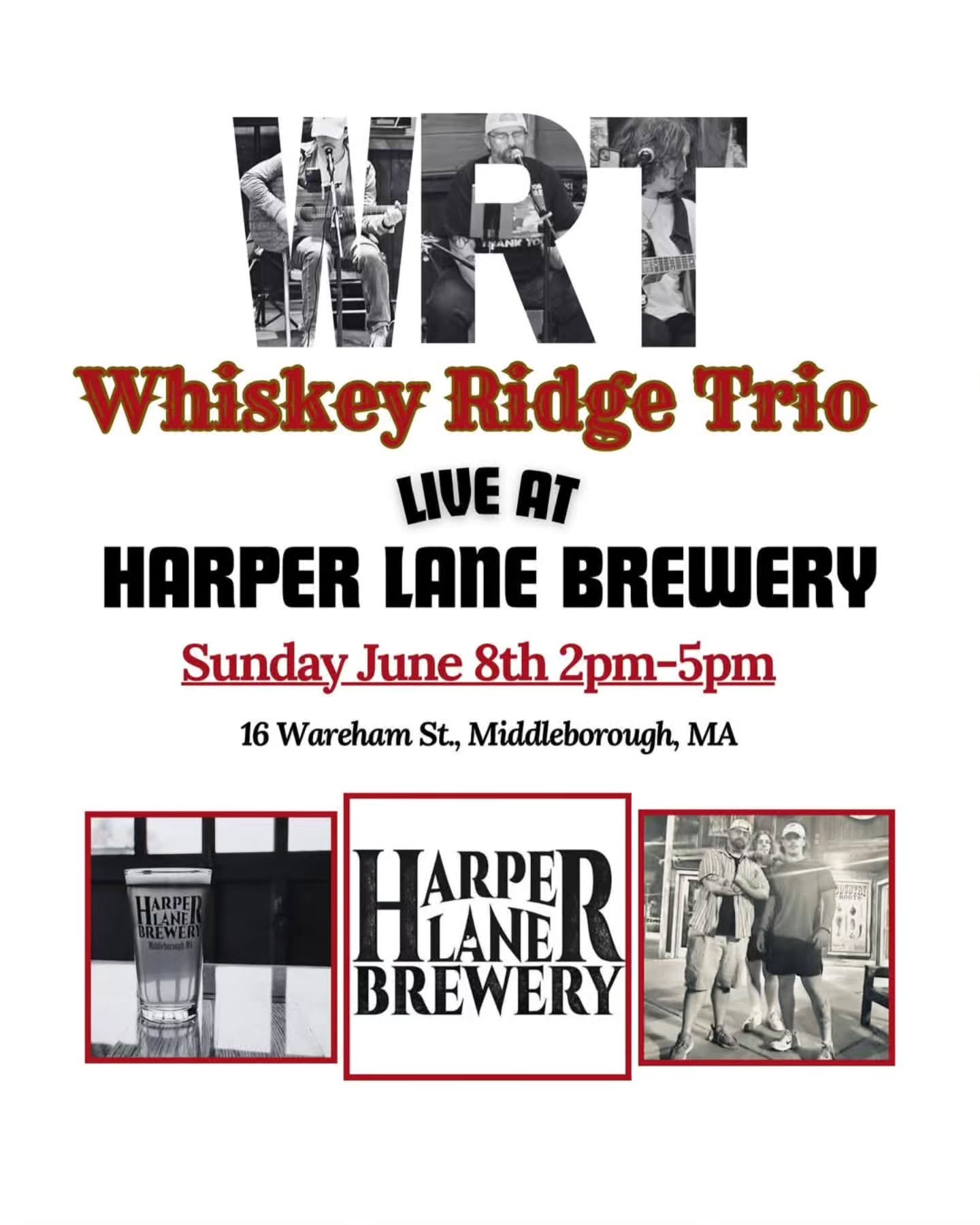 Today! Sunday- 6/8 we have Whiskey Ridge Trio playing in the taproom from 2-5pm!!