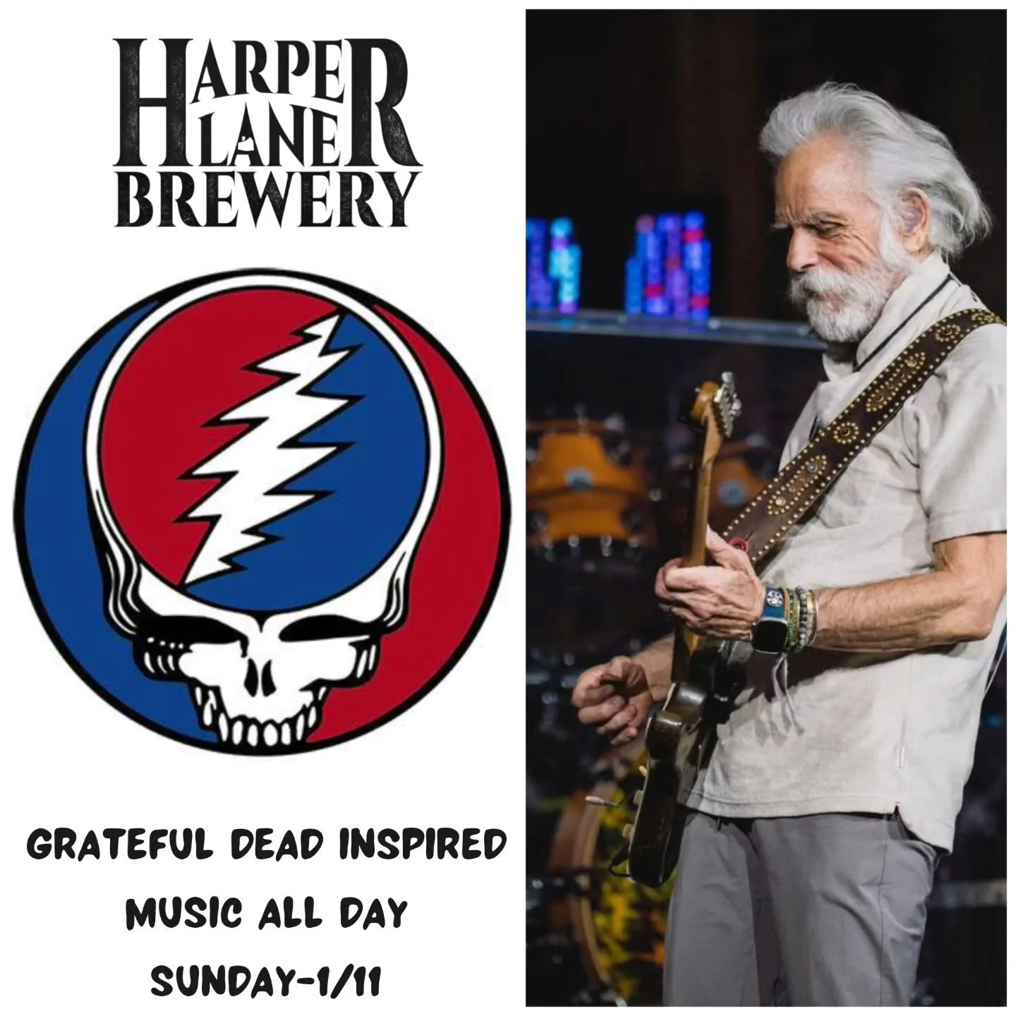 Today!! All day!  1/11  from 12-6pm will be playing dead inspired music in honor of Bob Weir who passed away yesterday at the age of 78.

I woke up to this news like many of you, sad to hear this. But man did he live a long beautiful life! Kept playi