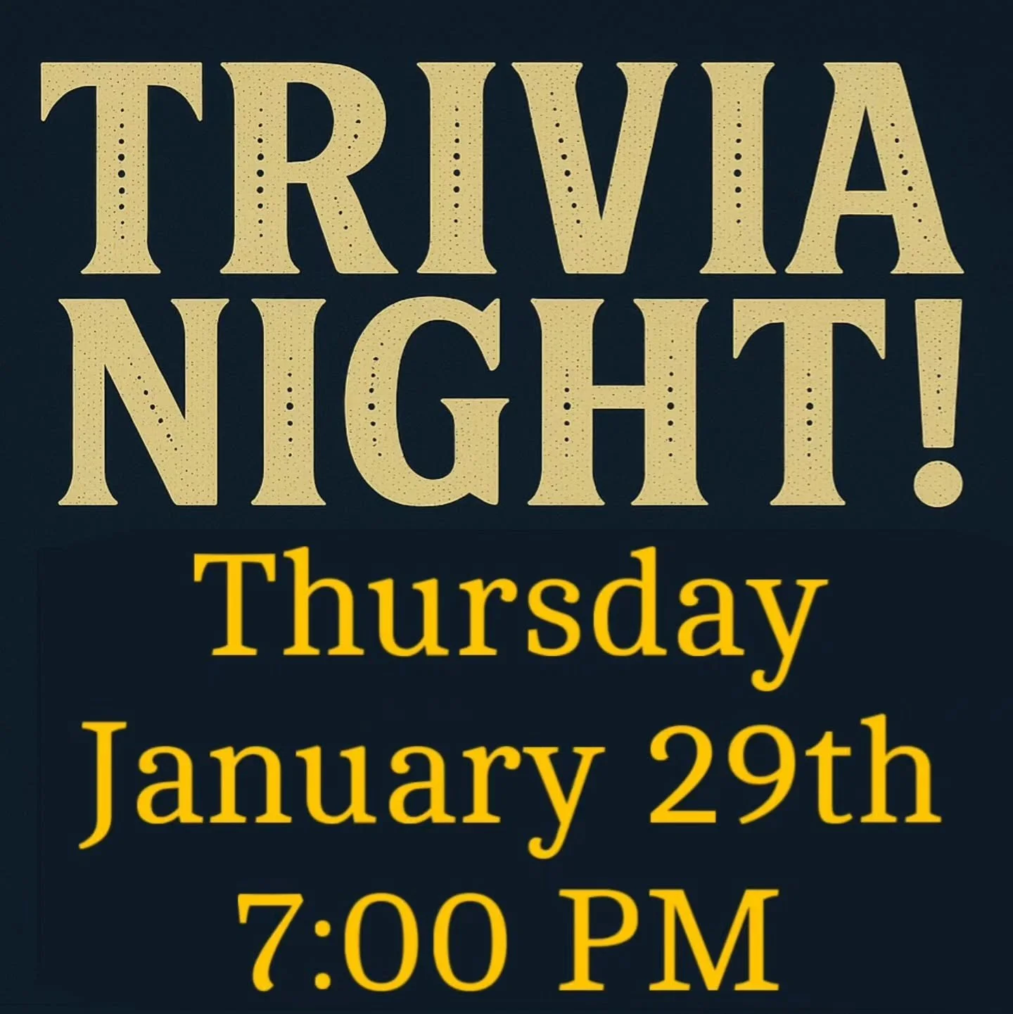 This Thursday! 1/29. Mixed Topics Trivia Night!! Bring your friends and team up!! First place wins a $25 gift card from Harper Lane and a $25 gift card from Home Rootts!!

Second place team wins Harper lane beer glasses!