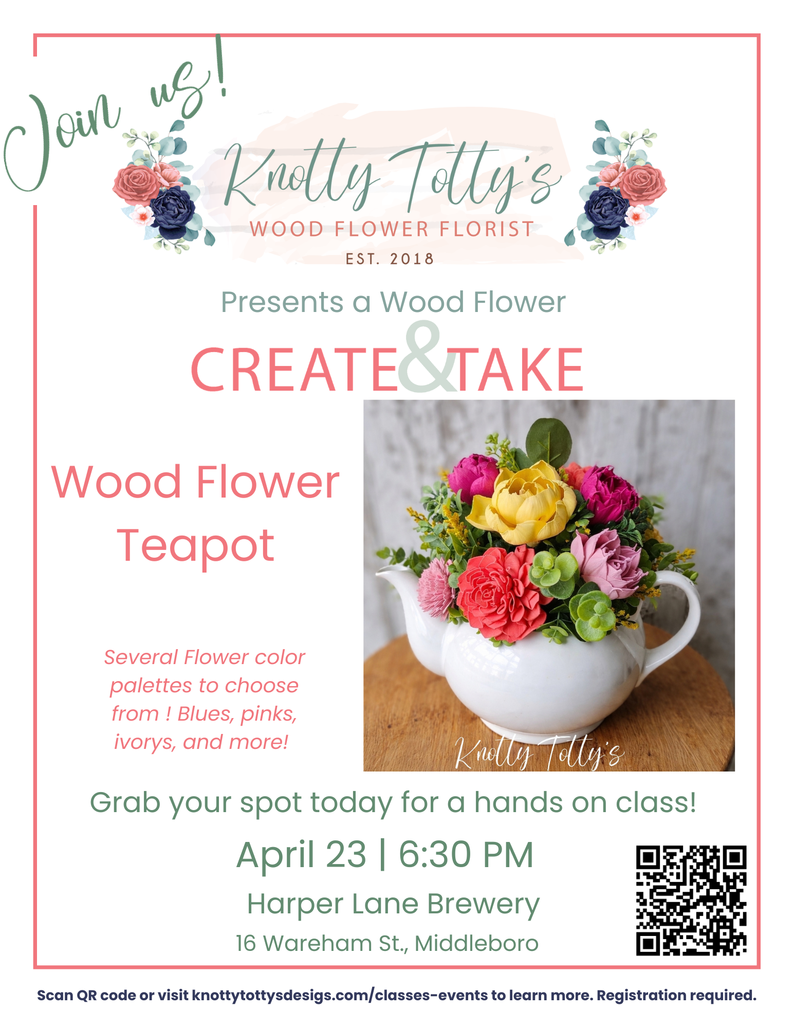 Spring Create & Take with Knotty Totty Wooden Flower Florist