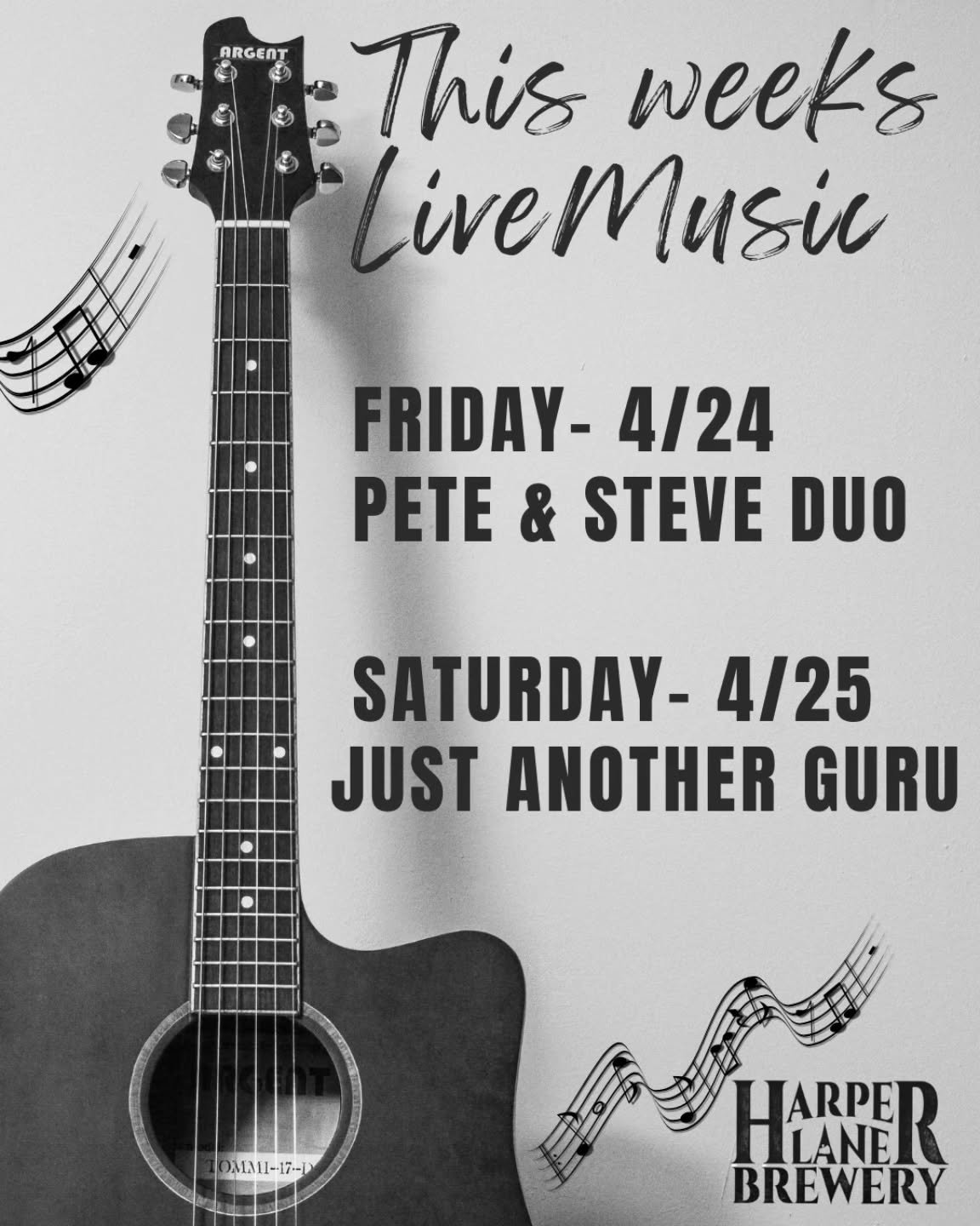 This Weeks Live Music!!

Friday- 6-9pm
@pete_and_steve Duo

Saturday- 6-9pm
@justanotherguruband