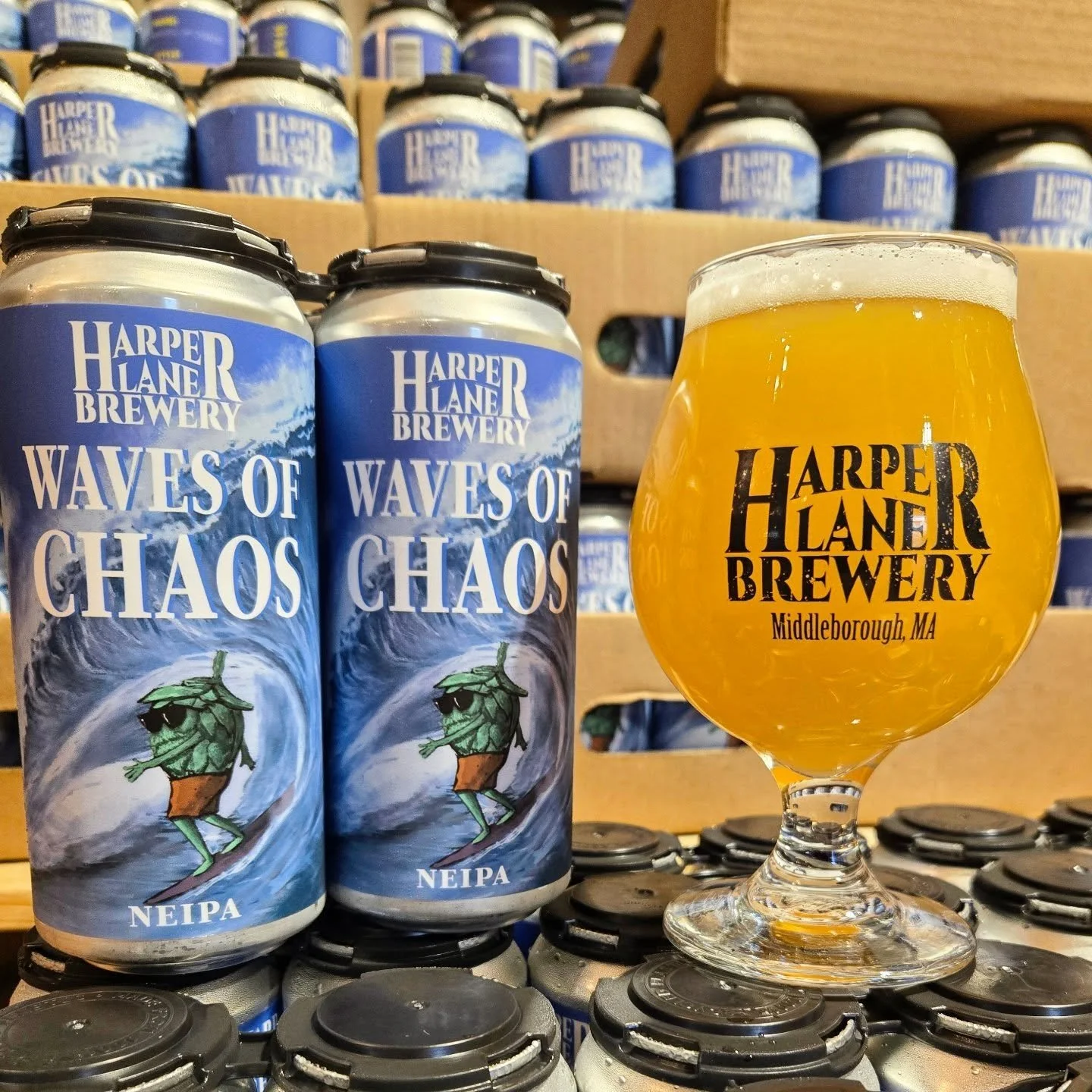 Waves Of Chaos NEIPA- 7%

It's back and packaged today! On draft and cans to-go.

Waves Of Chaos-

NEIPA brewed with lots of local hops! Pepite, Centennial, and Chaos hops from @fourstarfarms Tropical notes shine through with some hints of lemon and 