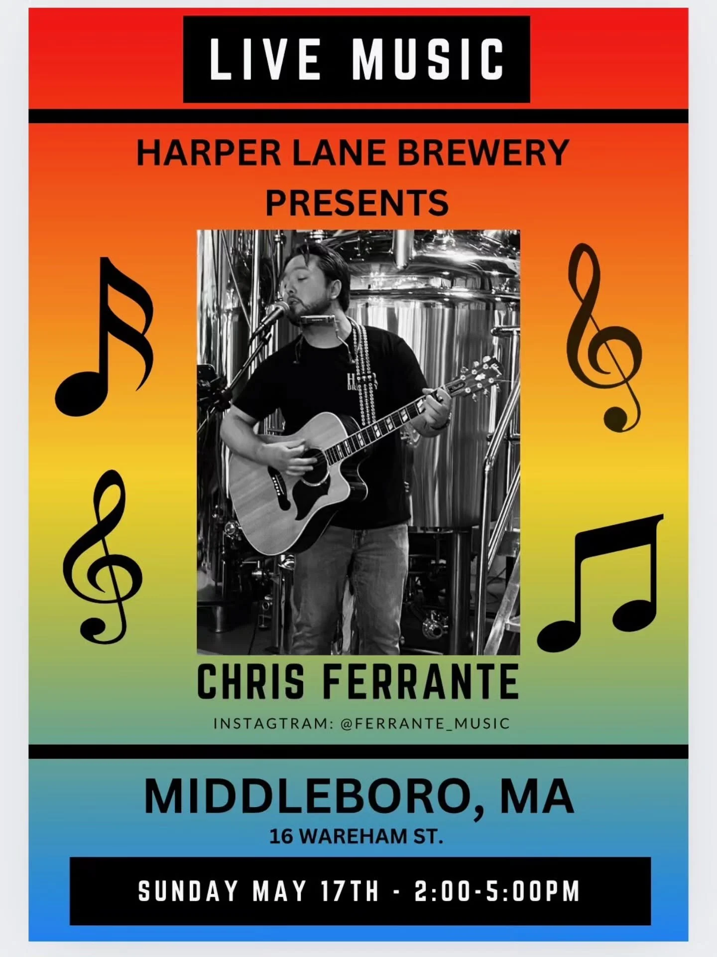 Sunday- 5/17 We have @ferrante_music playing live from 2-5pm! 

Looks like another beautiful day in the neighbor hood too!🌞🍻