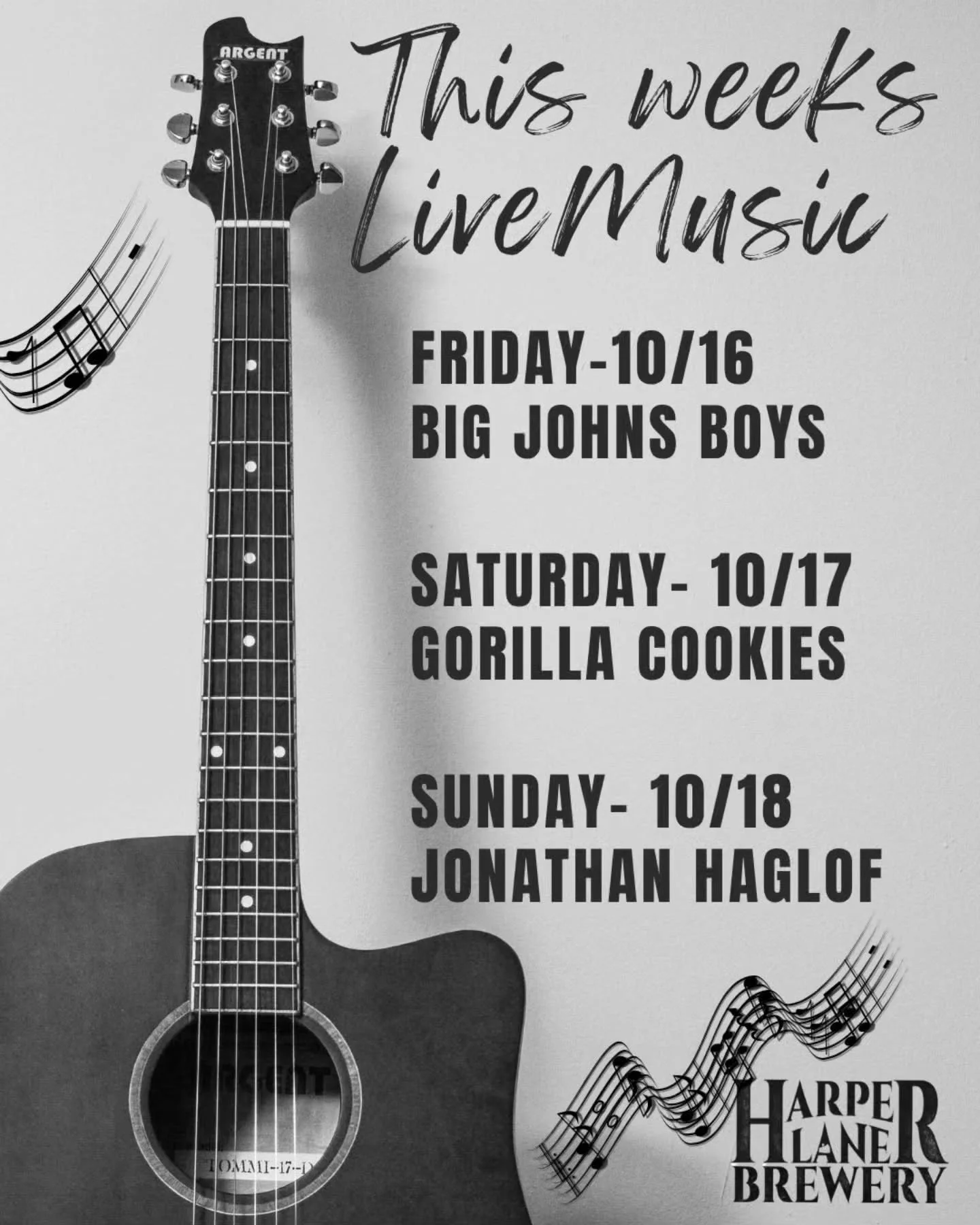 Full Weekend Of Tunes!

Friday- 10/16
@bigjohnsboys from 6-9pm

Saturday- 10/17
Gorilla Cookies from 6-9pm

Sunday- 10/18
@j.haglof from 2-5pm ( Right after the Car Show!)