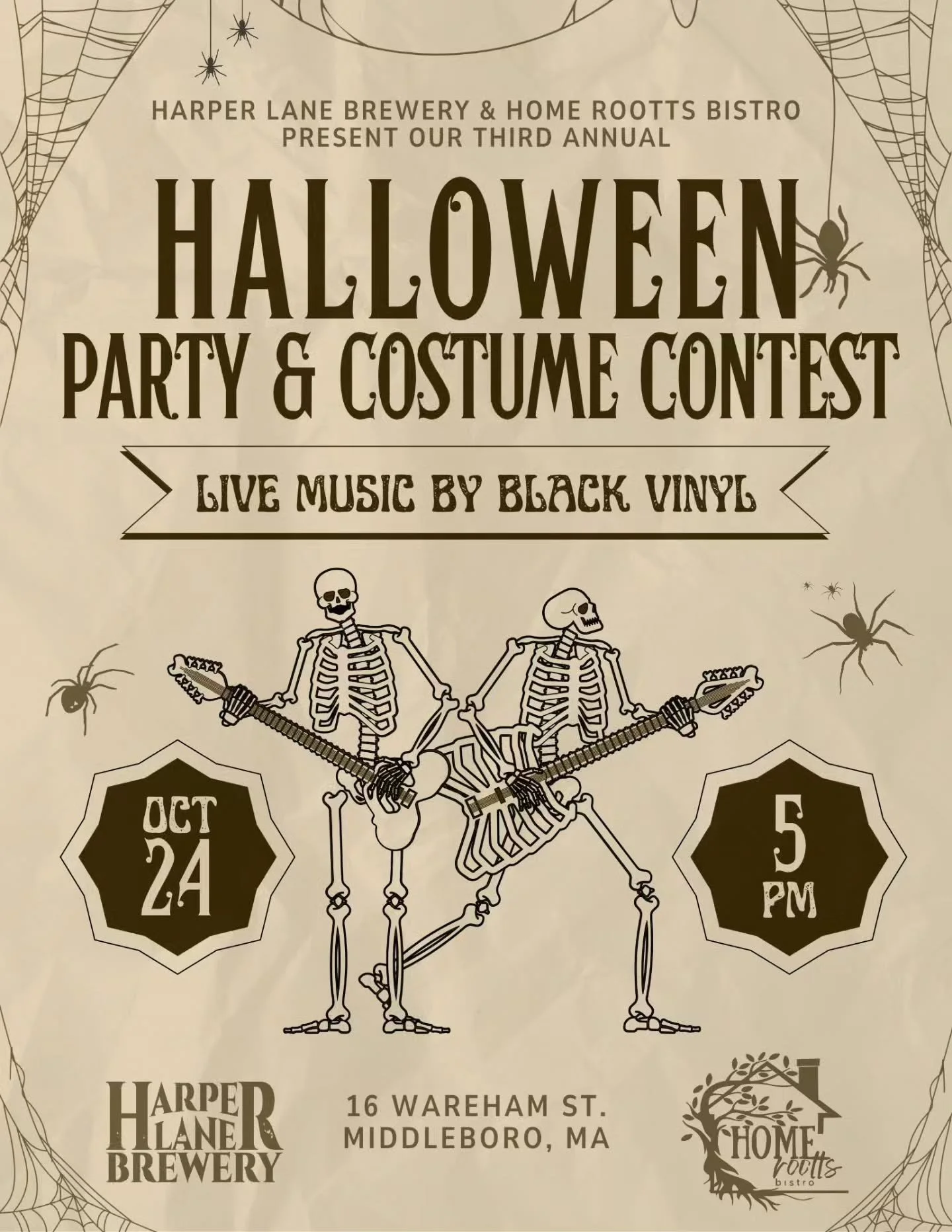 Save the date for a our 3rd Halloween Bash!! Oct 24th from 5-10pm.

Live music featuring Black Vinyl and a best costume competition!

Dressing up is optional, but it would be pretty cool if you did!

Free admission at the door.