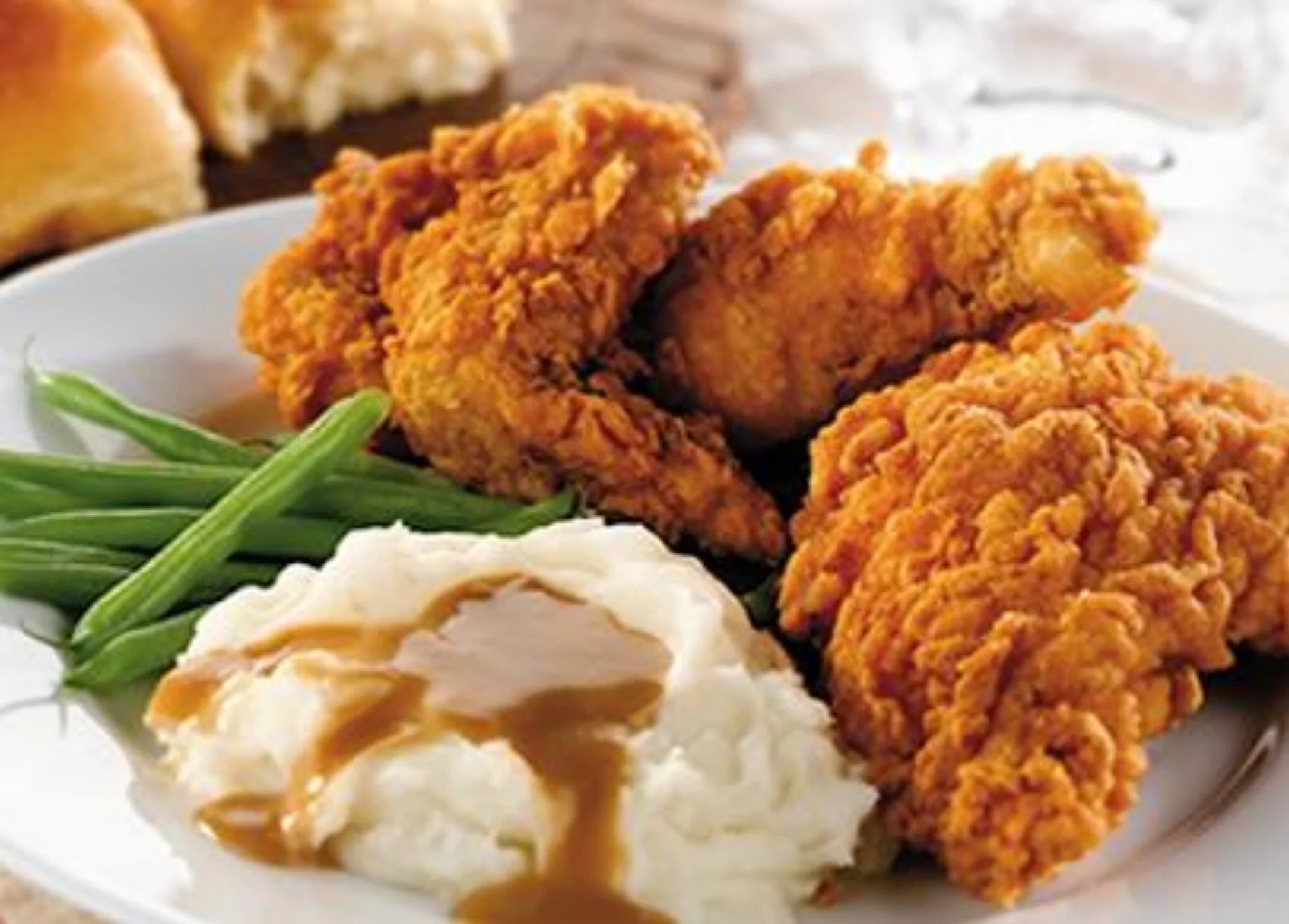 UKno Fried Chicken with Mash Potatoes and French Green Beans