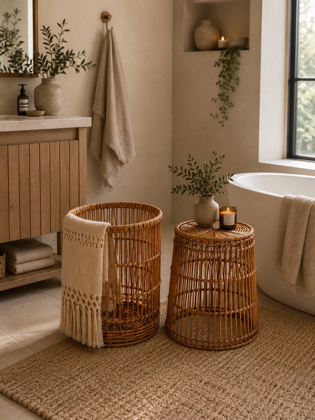 Multifunctional Woven Basket/Side Table