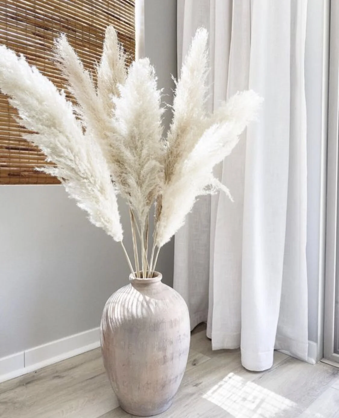 white fluffy pampas bunch in a boho vase