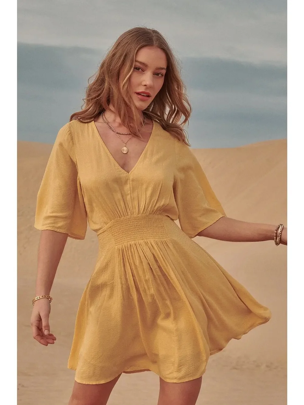 Golden top mini dress
