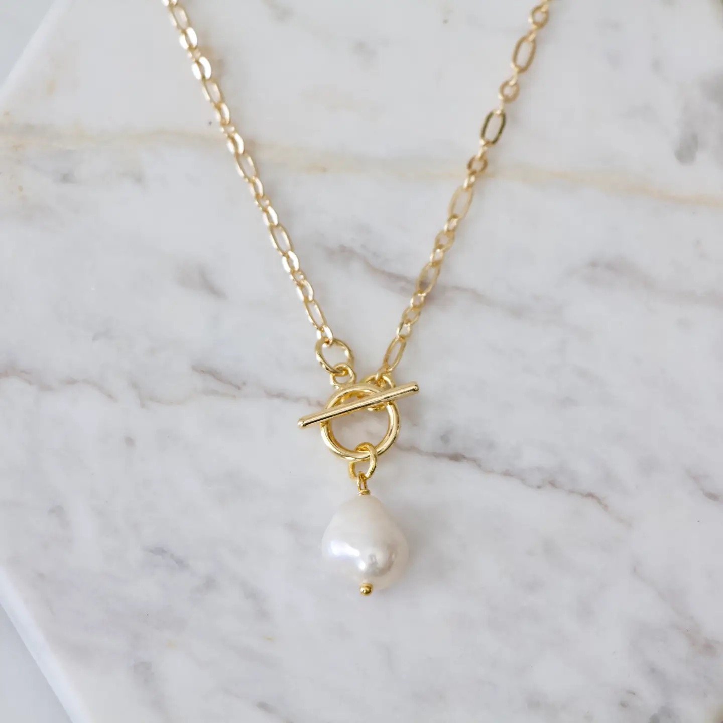 T-Bar Pearl Necklace