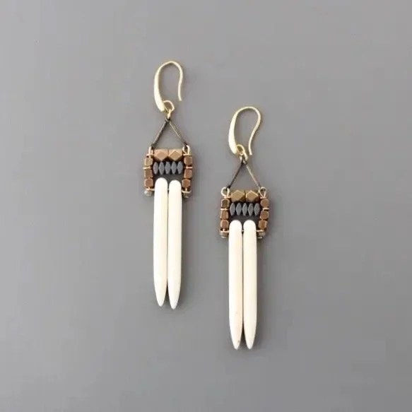White Spike and Hematite Earrings