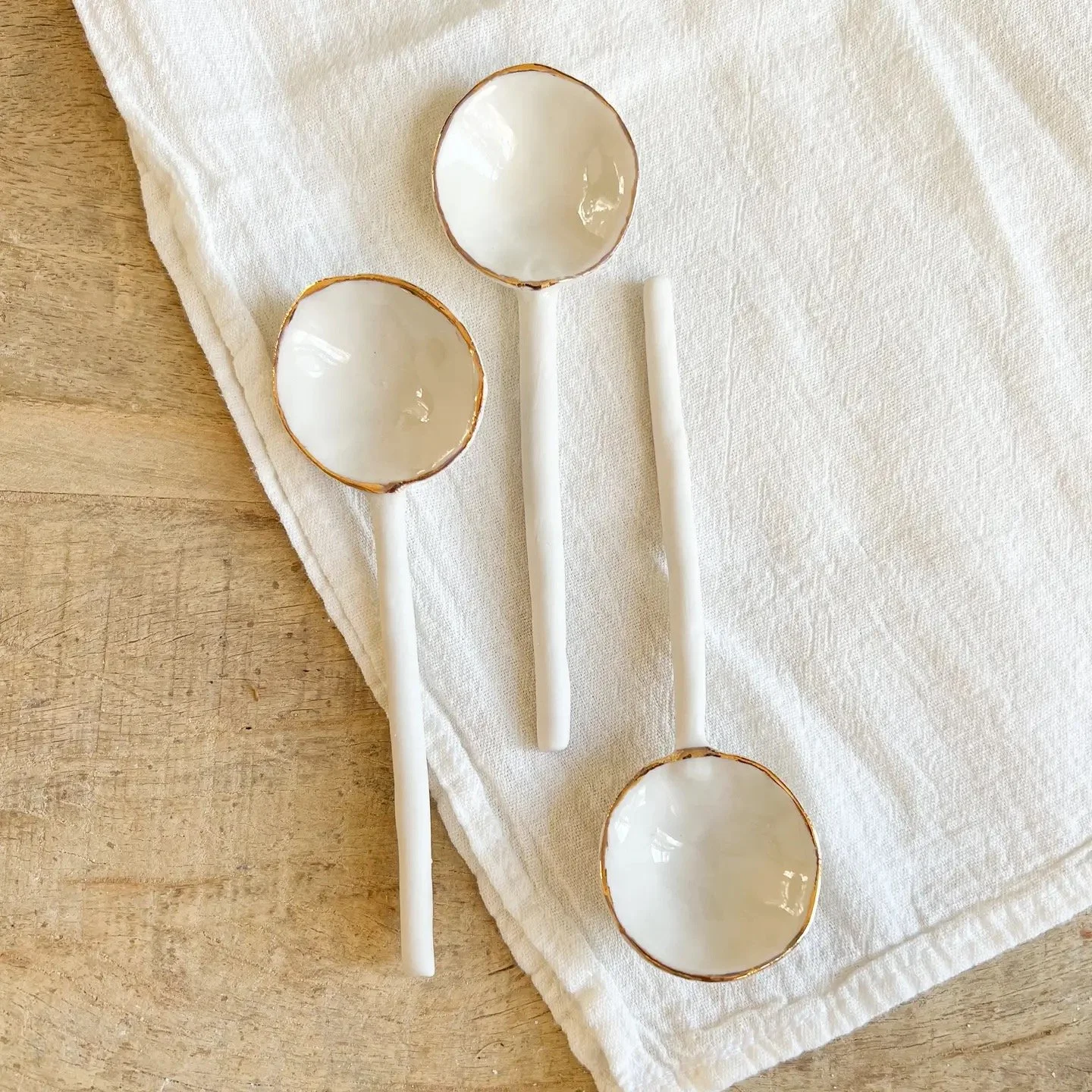 Gold-Edged Porcelain Tea Spoon